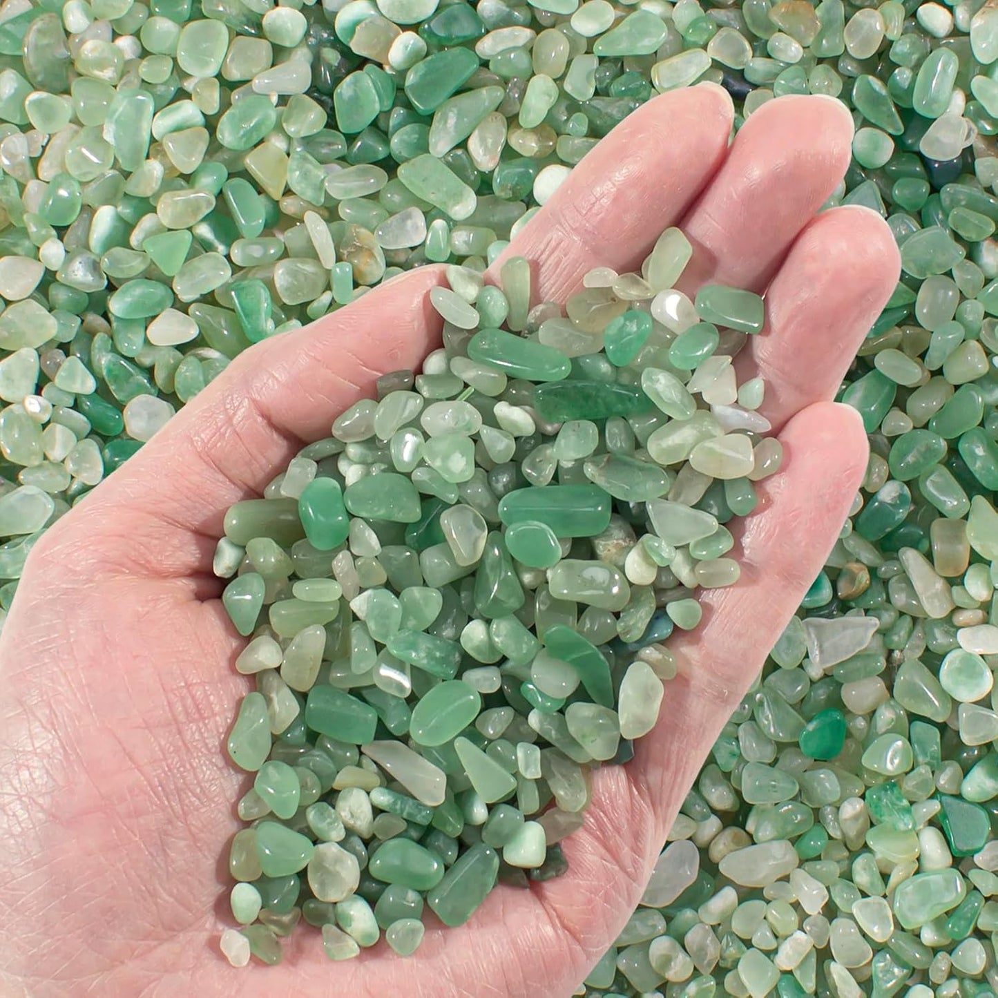 0.5 Lb/230g Green Aventurine Crystal Chips Bulk Crushed Stones, Natural Gemstones Jade Pebbles Marbles Tumbled Healing Crushed Quartz for Vase Fillers, Aquarium Gravel Rocks and Home Decoration