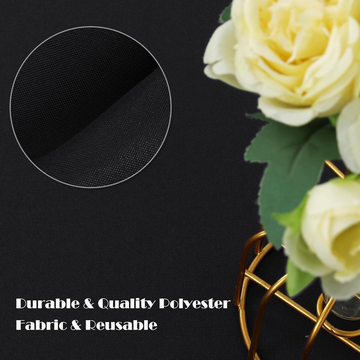 sancua 6 Pack Round Tablecloth 90 Inch Black, Stain and Wrinkle Resistant Table Cloth - Washable Polyester Table Cover for Dining Tables, Buffet Parties and Camping