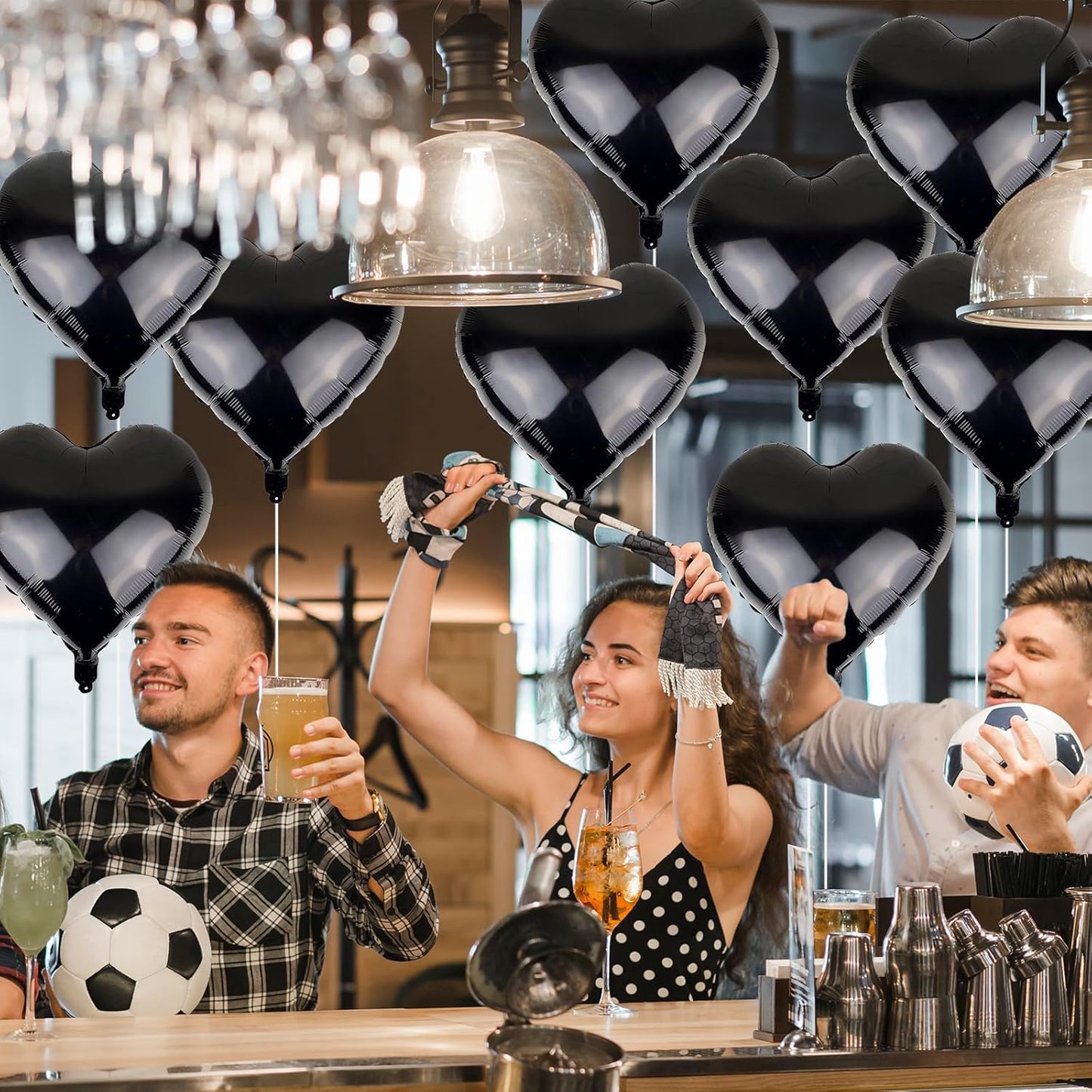 Black Heart Balloons, 18 Inch Black Helium Heart Balloons, 12Pcs Large Black Heart Shape Mylar Balloons, Black Foil Heart Balloons for Boys Men Birthday Graduation Engagement Valentines