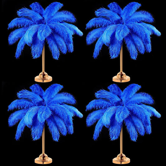 Retrowavy 30 Pcs 18-20 Inch Large Natural Ostrich Feathers Bulk for Centerpieces for Wedding Party Centerpieces Home Decoration Flower Arrangement (Blue)