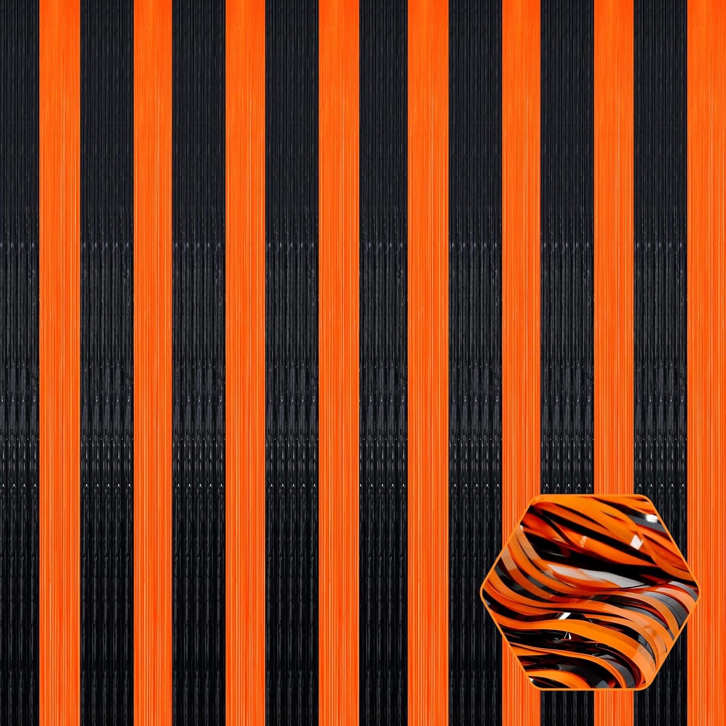 3 Pack Black Orange Foil Fringe Curtain Backdrop, 3.28Ft x 8.2Ft Metallic Tinsel Foil Fringe Streamer Curtains for Photo Booth, Mother's Day, Easter, Birthday, Wedding Party Decorations