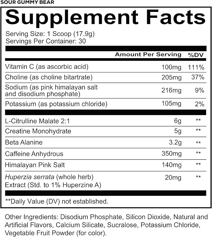 REDCON1 Total War Reloaded Pre Workout Powder, Sour Gummy Bear - Creatine, Beta Alanine + L-Citrulline Malate Keto Friendly for Men & Women with 350mg of Caffeine - Fast Acting (30 Servings)