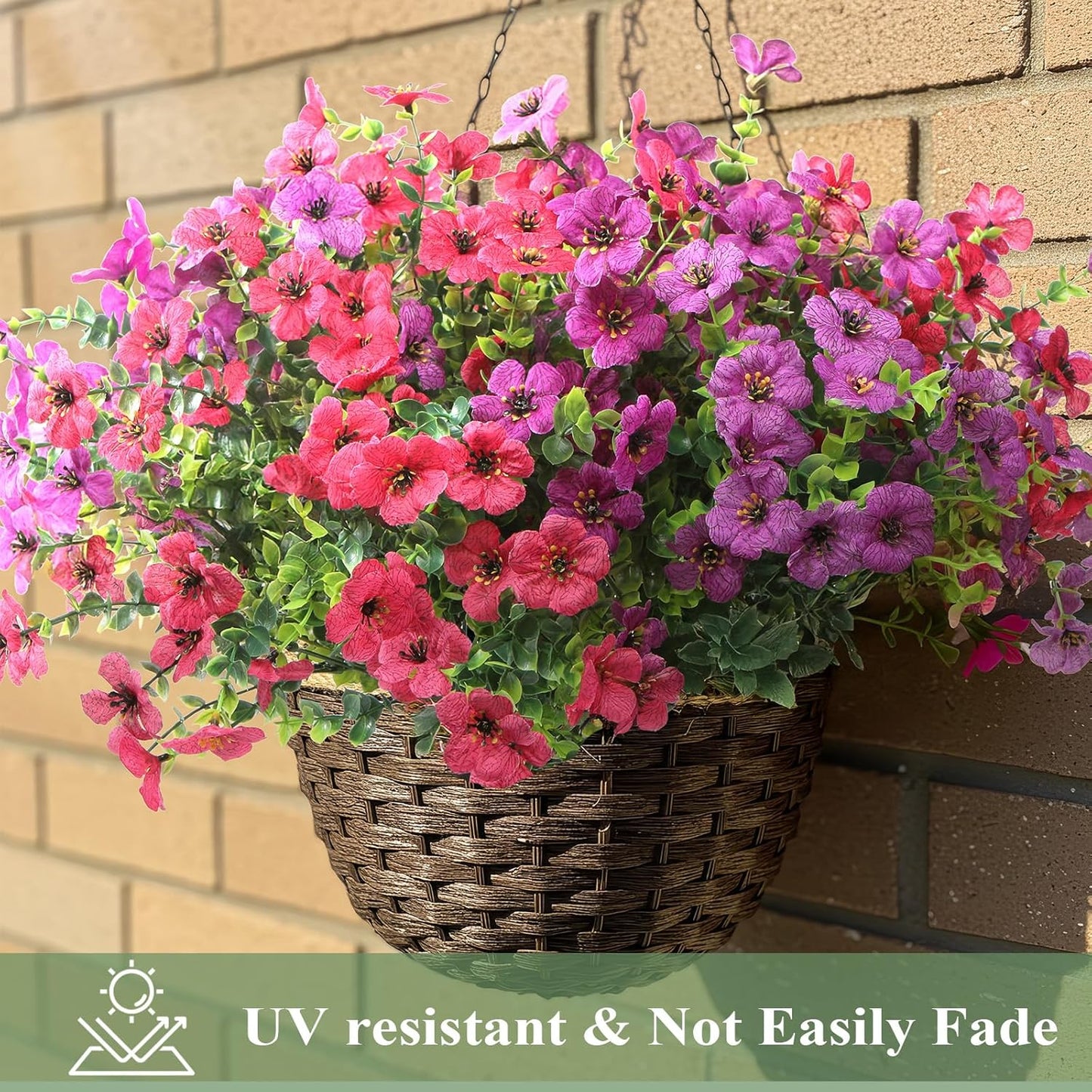 Artificial Flowers for Outdoors 12 Bundles, UV Resistant Colorful Fake Silk Flower Outdoor Planter Garden Decor Indoor Decorations