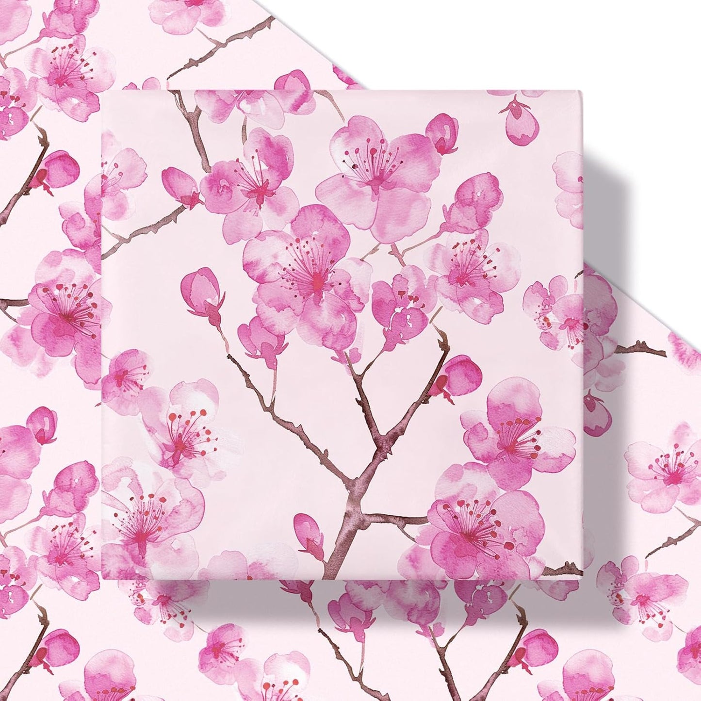 RUSPEPA Floral Wrapping Paper Roll for Women Girls, Mini Roll, Pink Sakura Cherry Blossom Flower Gift Wrap Paper Perfect for Birthday, Spring, Wedding, Bridal Shower, Mother's Day, 17 Inch x 16.4 Feet
