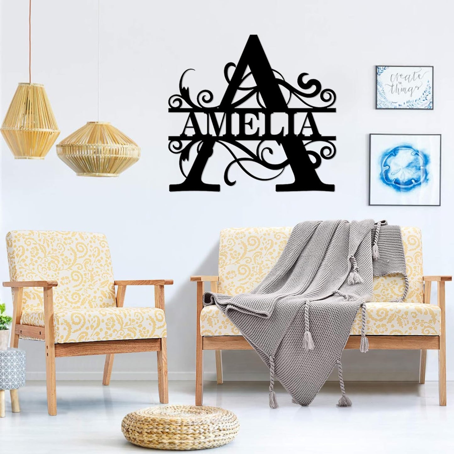 Custom Signs Outdoor Metal, Personalized Family Last Name Sign, Letter Monogram Metal Signs Wall Art For Home Decor, Name Sign Customized Housewarming Christmas Wedding Gifts For Women Men