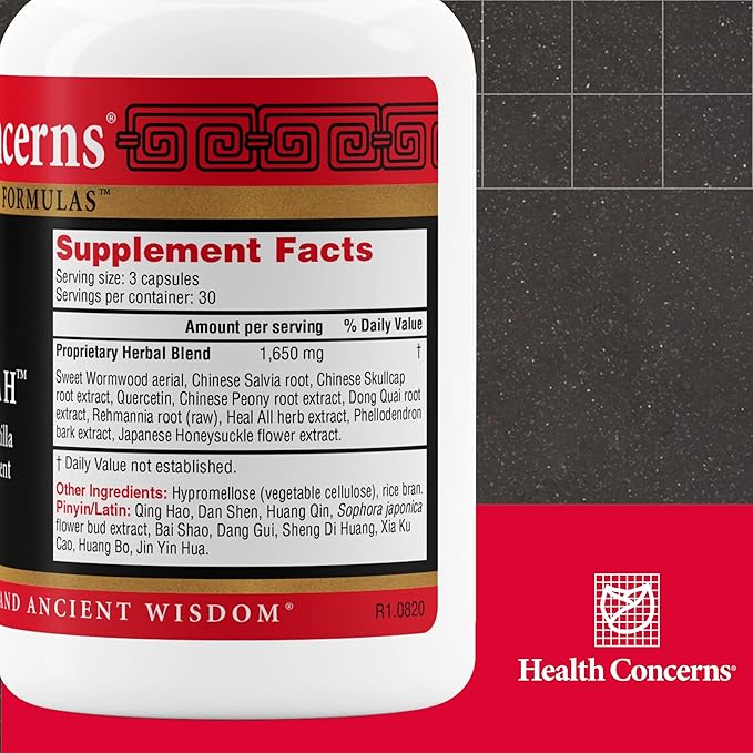 Health Concerns Formula H – Blood Circulation & Vascular Support – Vein Health Supplement – Herbal Formula with Quercetin & Skullcap Root – Chinese Traditional Medicine – 90 Capsules