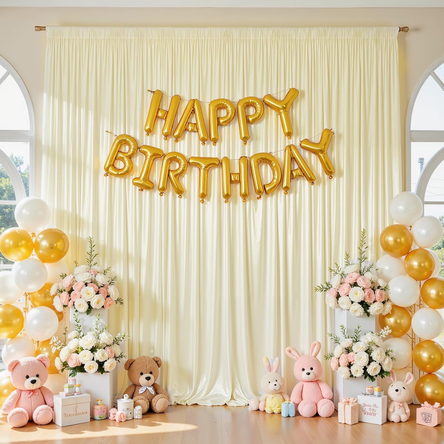 10x10 ft Champagne Glitter Backdrop Curtain for Parties, Wrinkle Free Glitter Photo Backdrop Drapes 2 Panels 5x10FT Shimmer Back Drop Cloth for Wedding Birthday Stage Photography Background Decor