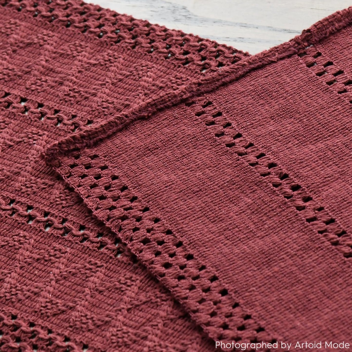 Artoid Mode Red Farmhouse Woven Rustic Hollow Table Runner, Seasonal Holiday Hollow Kitchen Dining Table Decoration for Home Party Decor 12x48 Inch