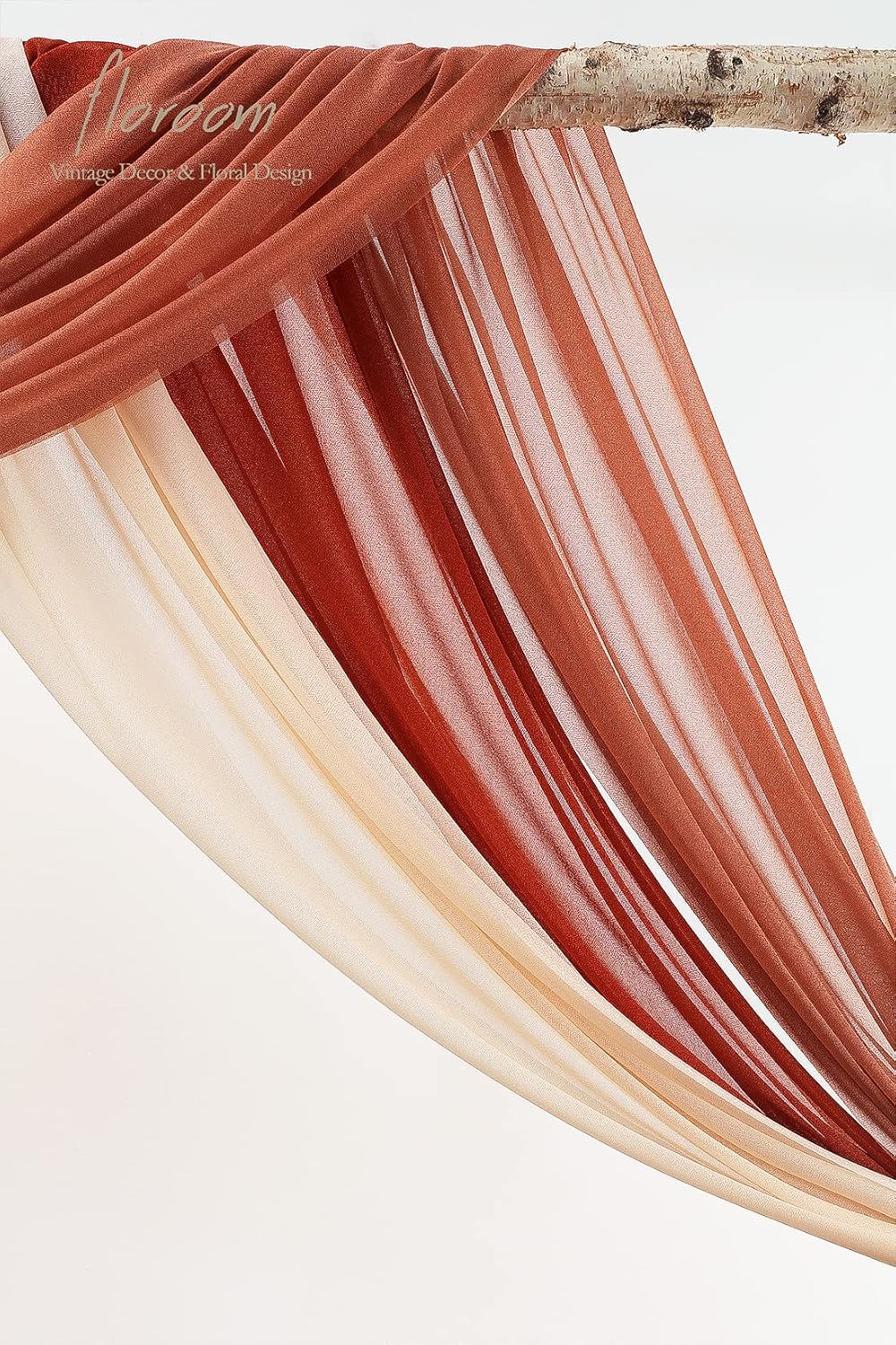 Floroom Wedding Arch Draping Fabric 3 Panels 20Ft Chiffon Fabric Drapes Arbor Drapery Wedding Ceremony Reception Swag Decorations (Terracotta +Coral Peach +Peach)