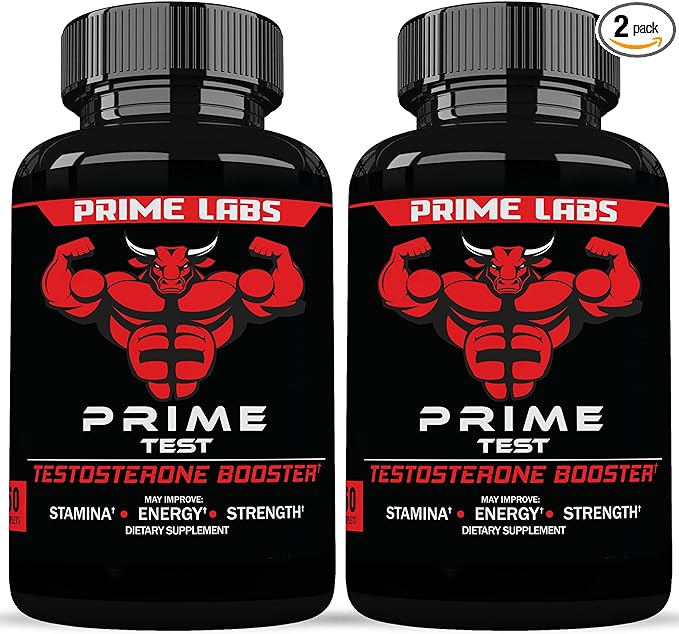 Prime Labs Testosterone Supplement for Men (2-Pack) - Stamina, Endurance, Energy, & Strength - Men's Testosterone Booster & Workout Supplement - 120 Caplets