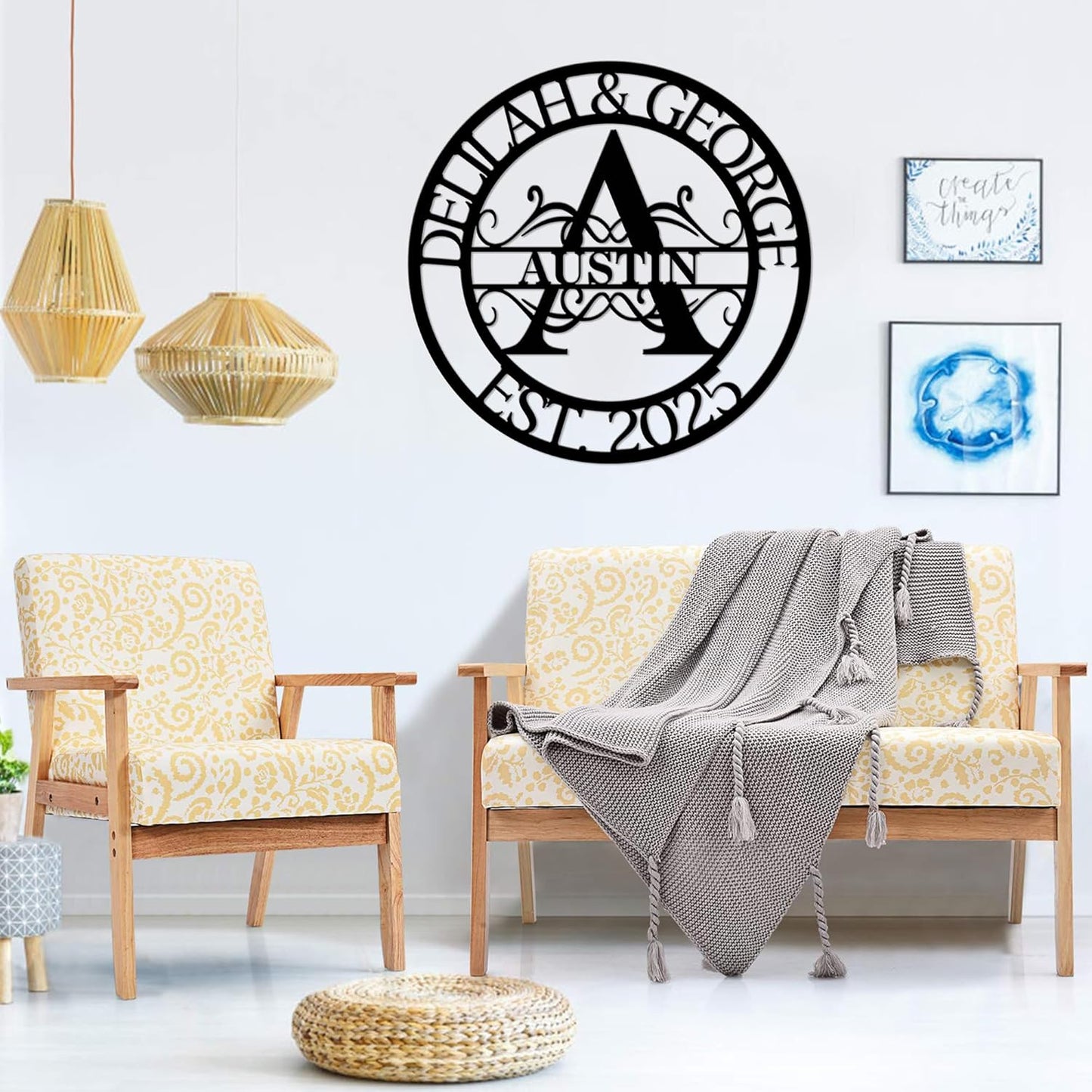 Custom Name Signs Outdoor Metal, Personalized Family Last Name Signs Wall Art, Letter Monogram Metal Sign For Home Decor, Customized Wedding Christmas Anniversary Housewarming Gifts