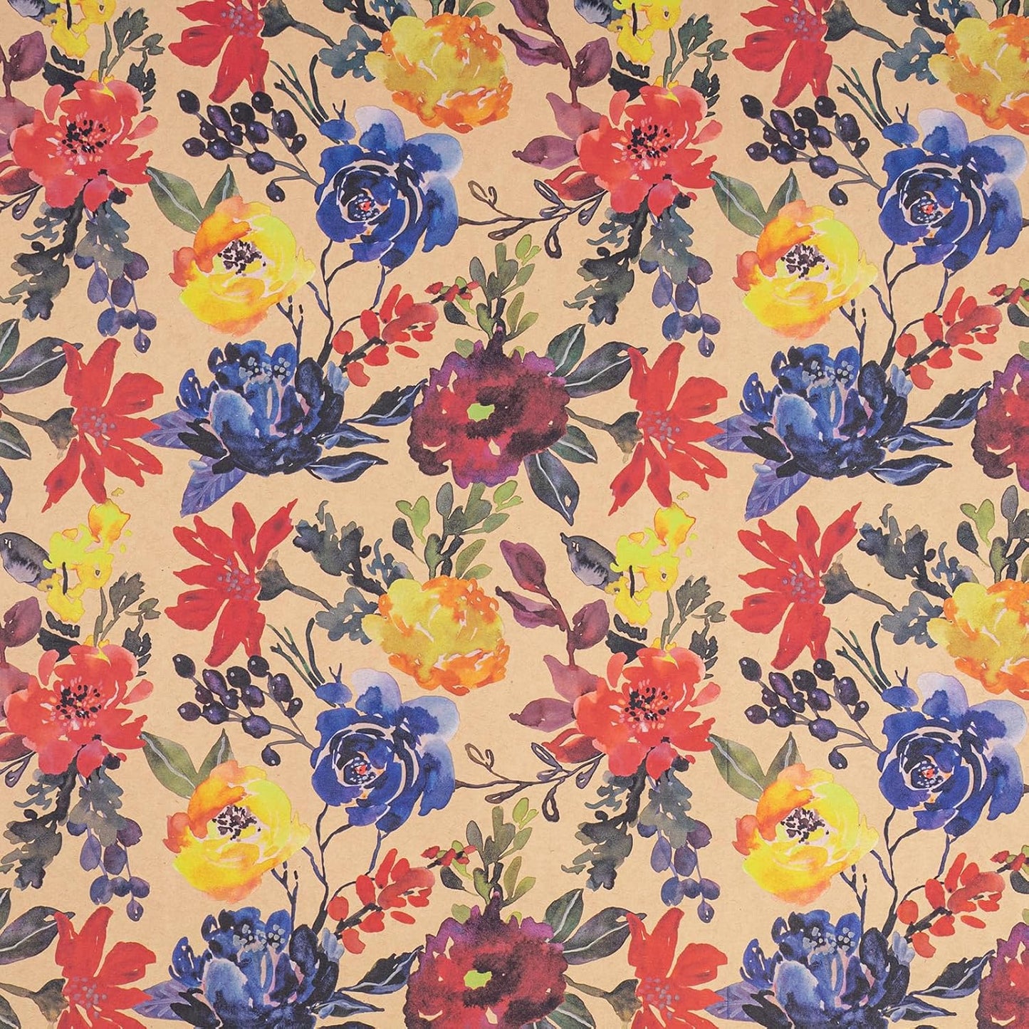 RUSPEPA Watercolor Floral Gift Wrapping Paper - Mini Roll - Kraft Paper Roll for Girls, Women, Bridal Shower and Birthday - 17 Inches x 16. 4 Feet