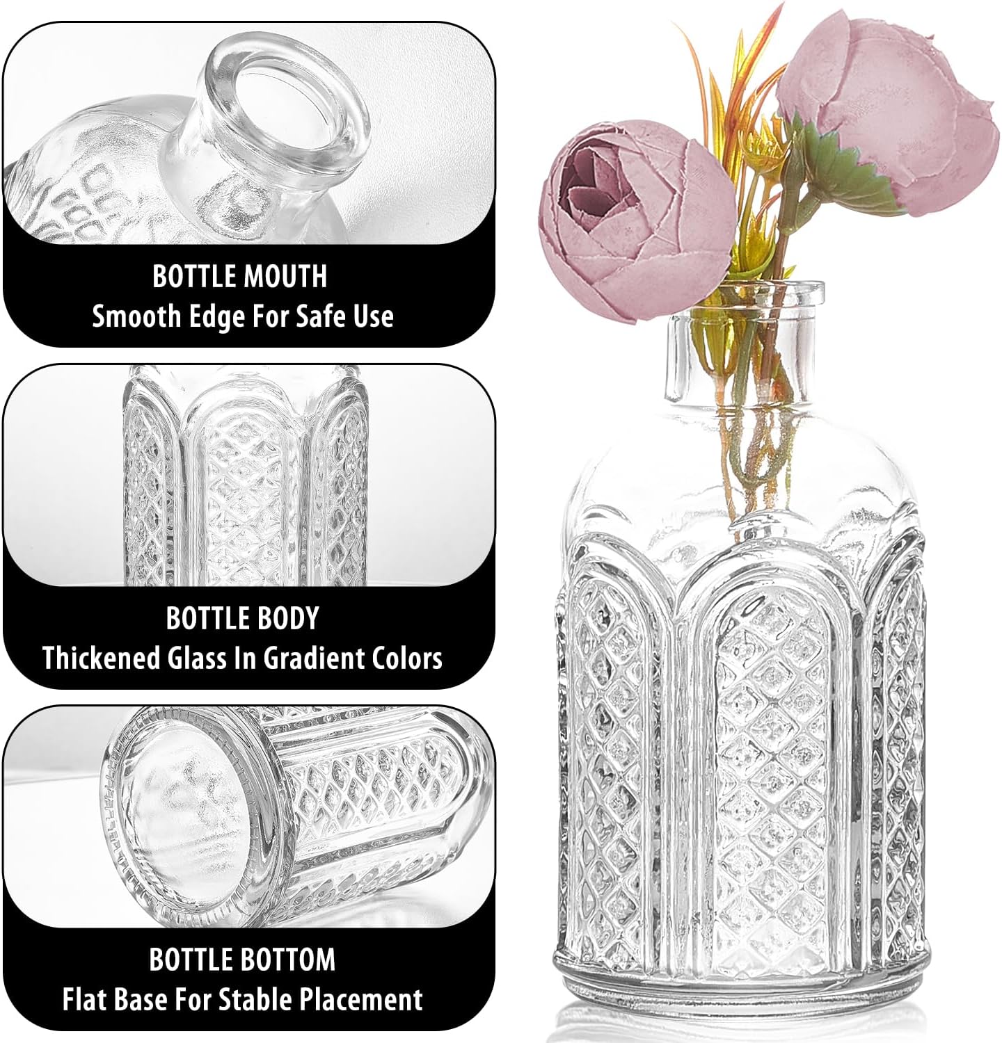 Glass Bud Vase Set of 30, Clear Bud Vases in Bulk, Small Flower Vases for Table Centerpieces, Mini Vintage Vases for Rustic Wedding Party, Bridal Shower, Home Decoration (30 Pack)