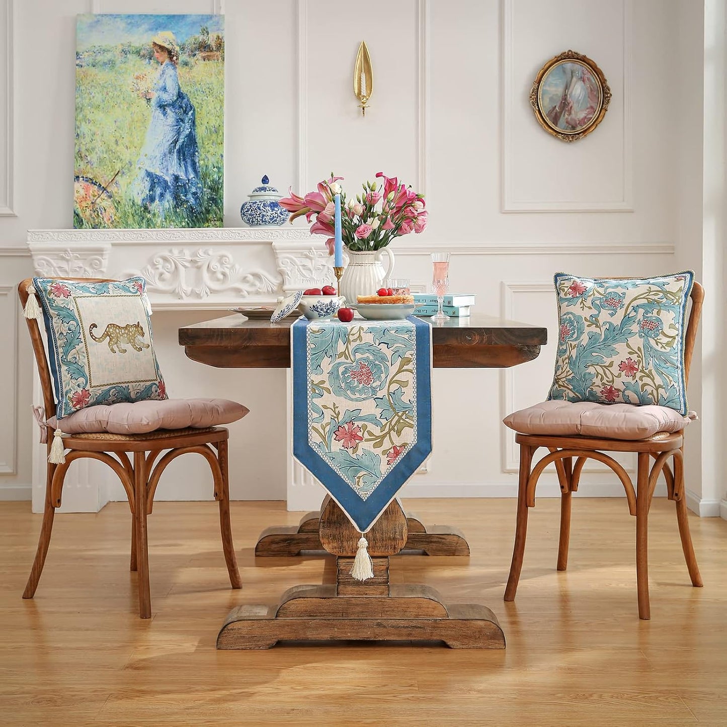 patdrea Linen Leopard Animal Table Runner Farmhouse for Home Kitchen Dining Decor Parties Family Dinners Christmas 12"x 71"