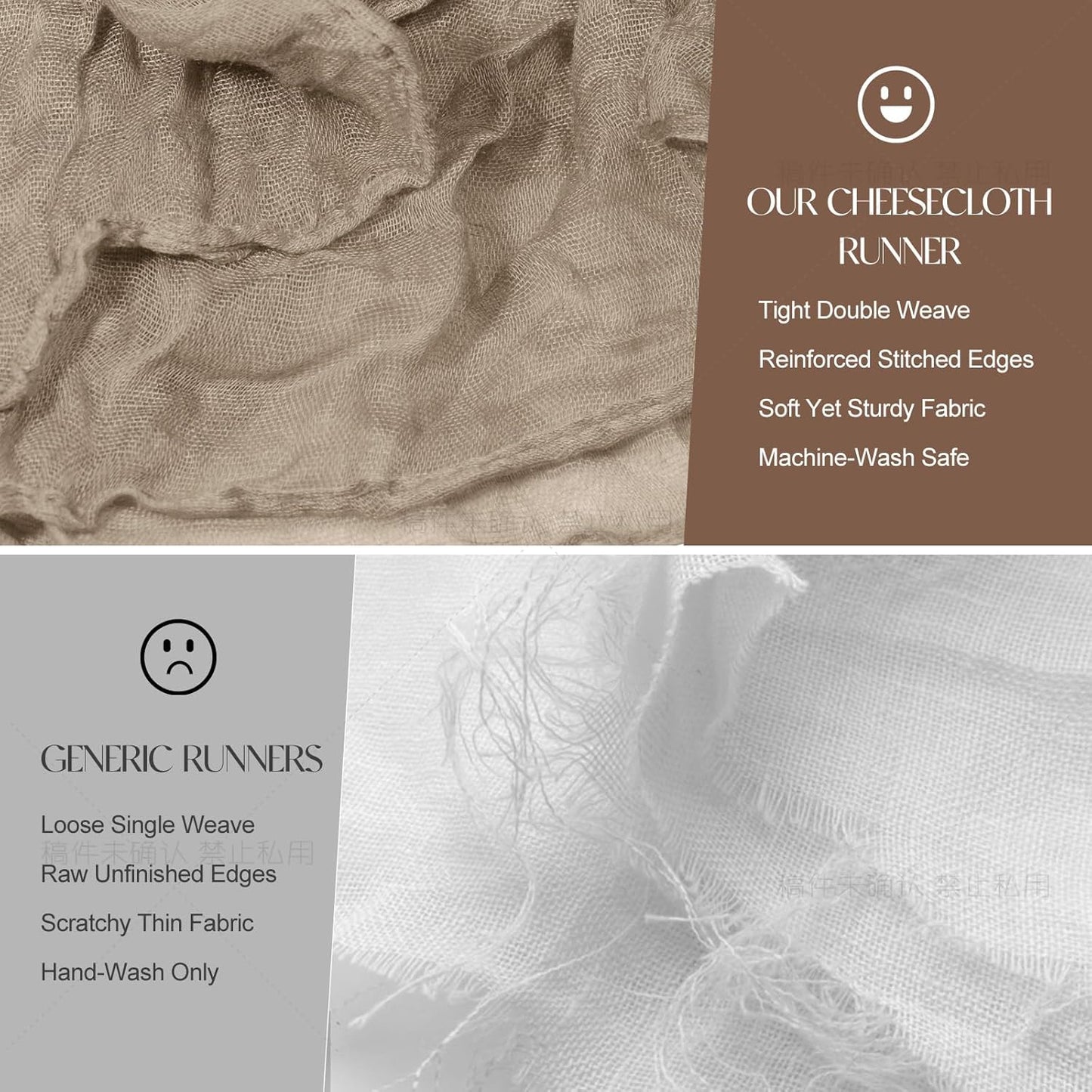 2 Pcs Nude Cheesecloth Table Runner - 120 inch 10FT Boho Rustic Gauze Cheese Cloth Table Runner Decor for Spring Summer Party Wedding Birthday Baby Bridal Shower Home