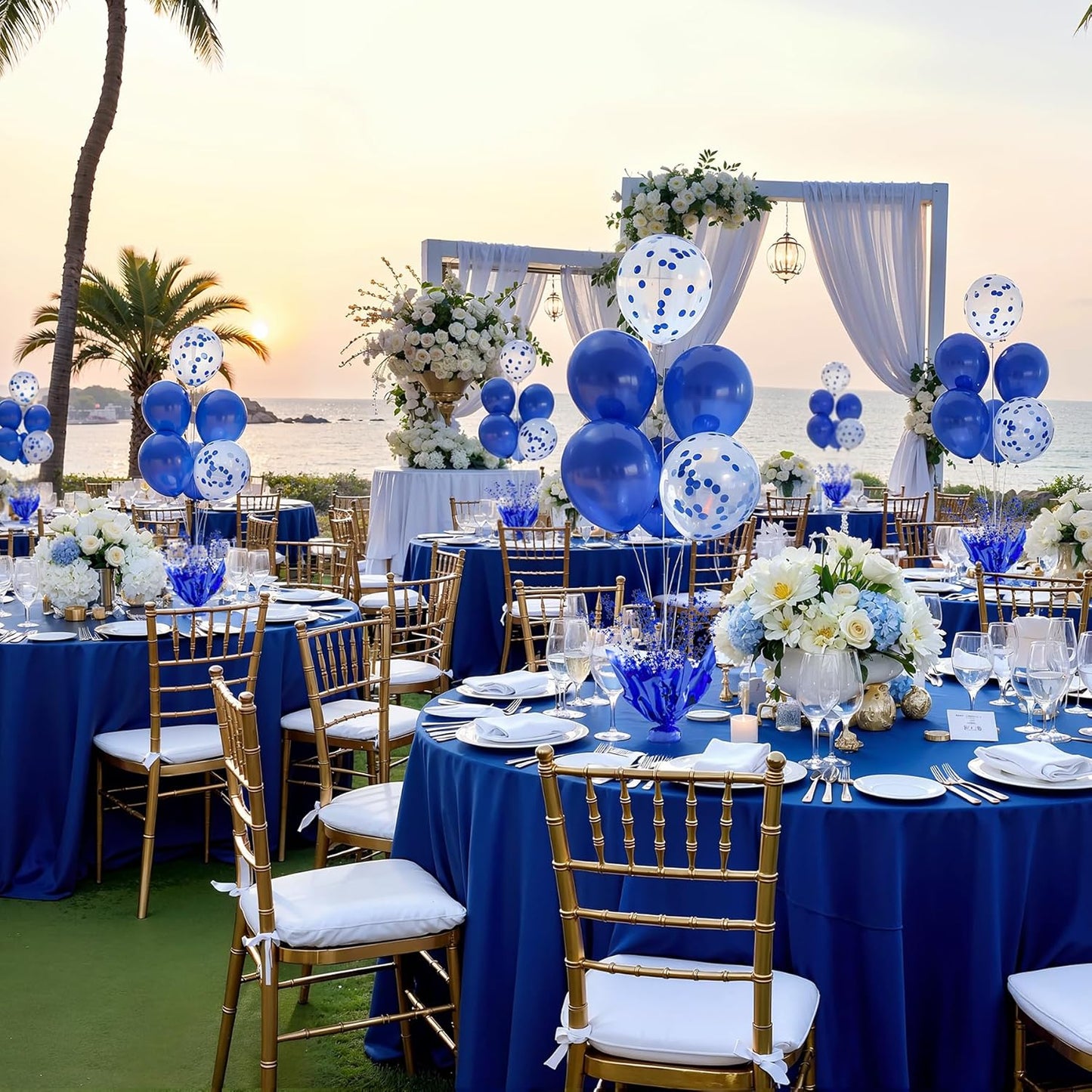 4 Set Blue Balloon Table Centerpieces for Birthday Parties, Balloon Stand Kit with Blue Balloons for Table Decoration