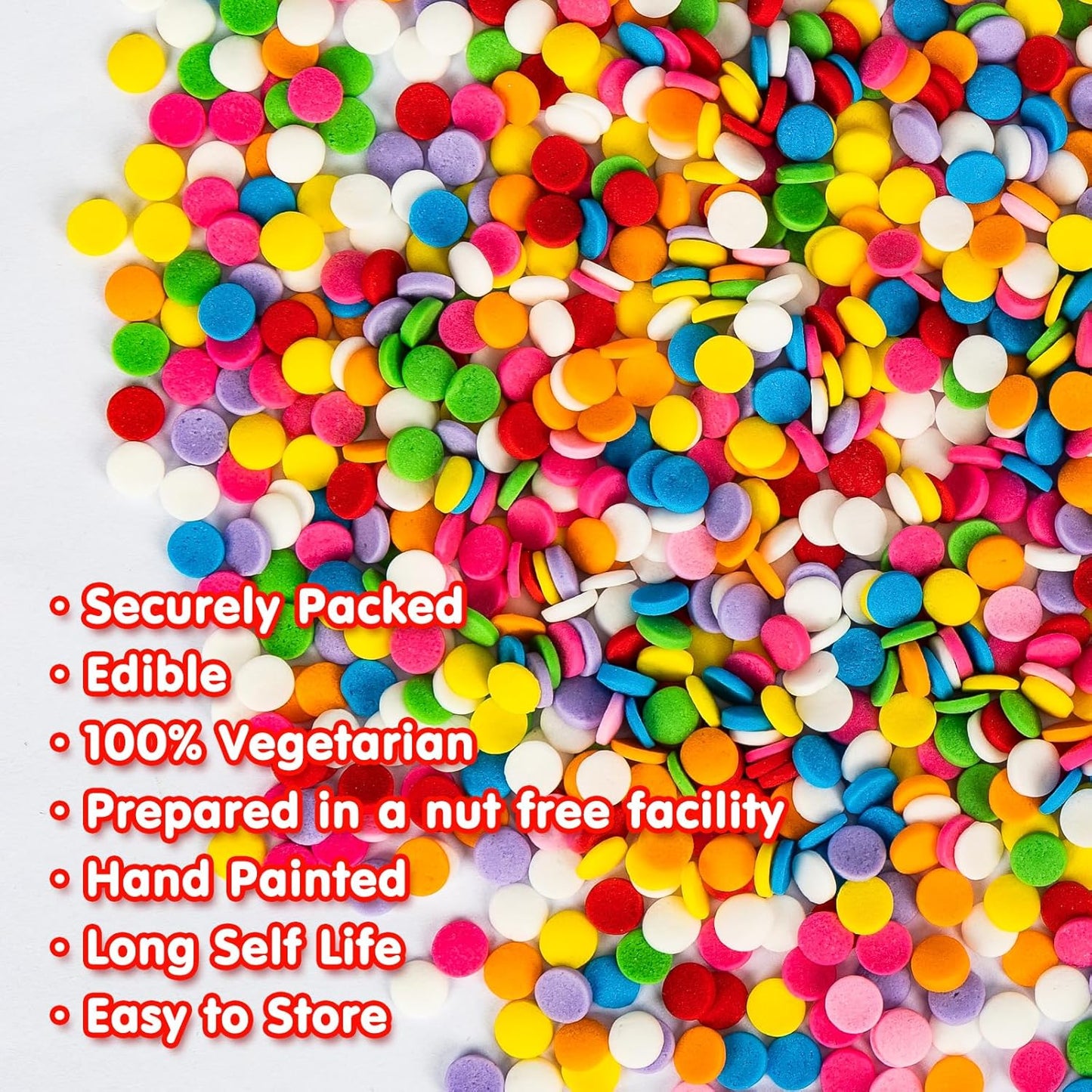 Edible Confetti Sprinkles,Colorful Round Cake Decoration for Desserts,Rainbow Circular Candy,Pastel Sprinkles for Cake Baking,Perfect For Birthday Party,Festival Baking Supplies,100g/3.53oz