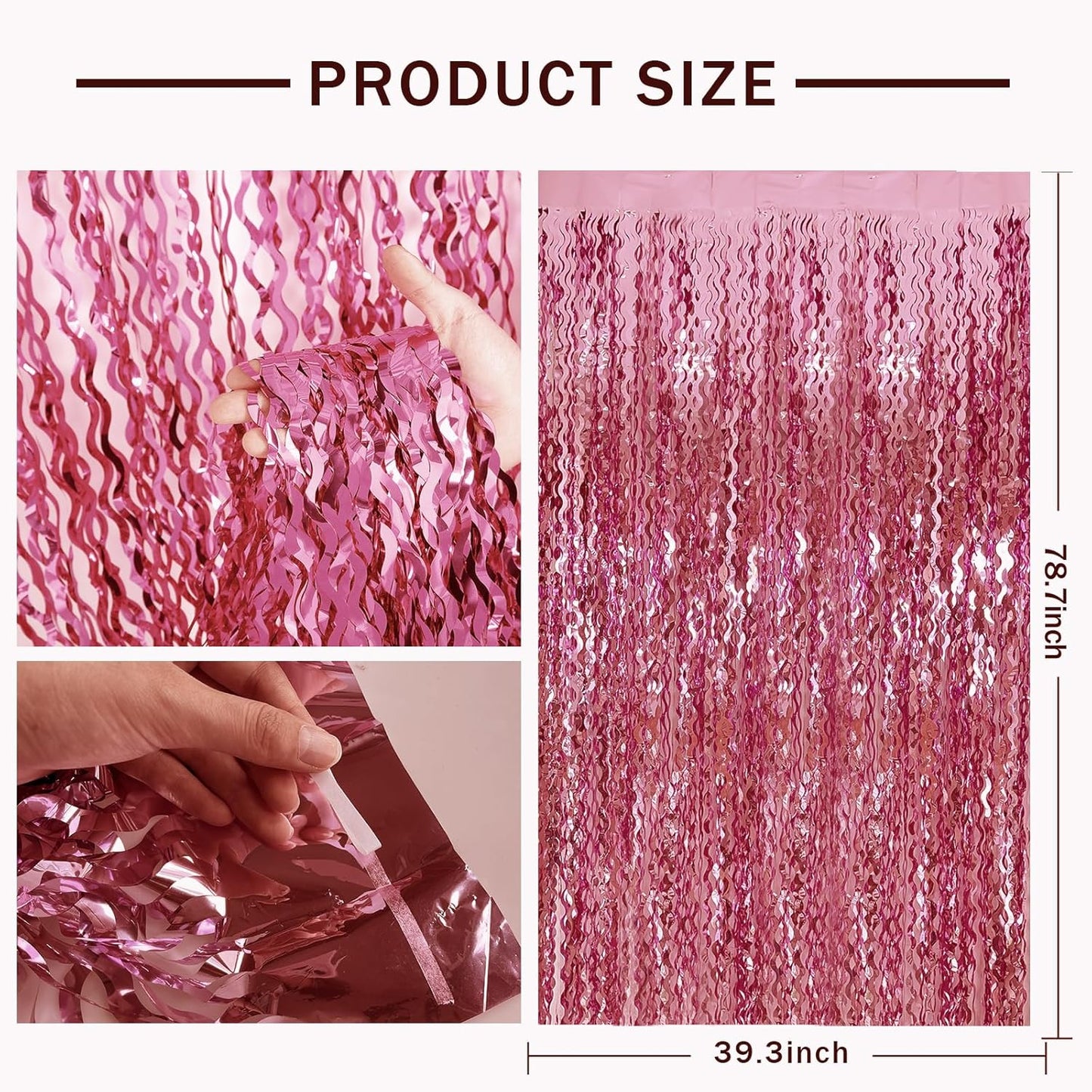 Pink Foil Curtain Backdrop Happy Birthday Decorations for Women Bachelorette Party Decorations Pink Fringe Backdrop Valentine's Day Decorations