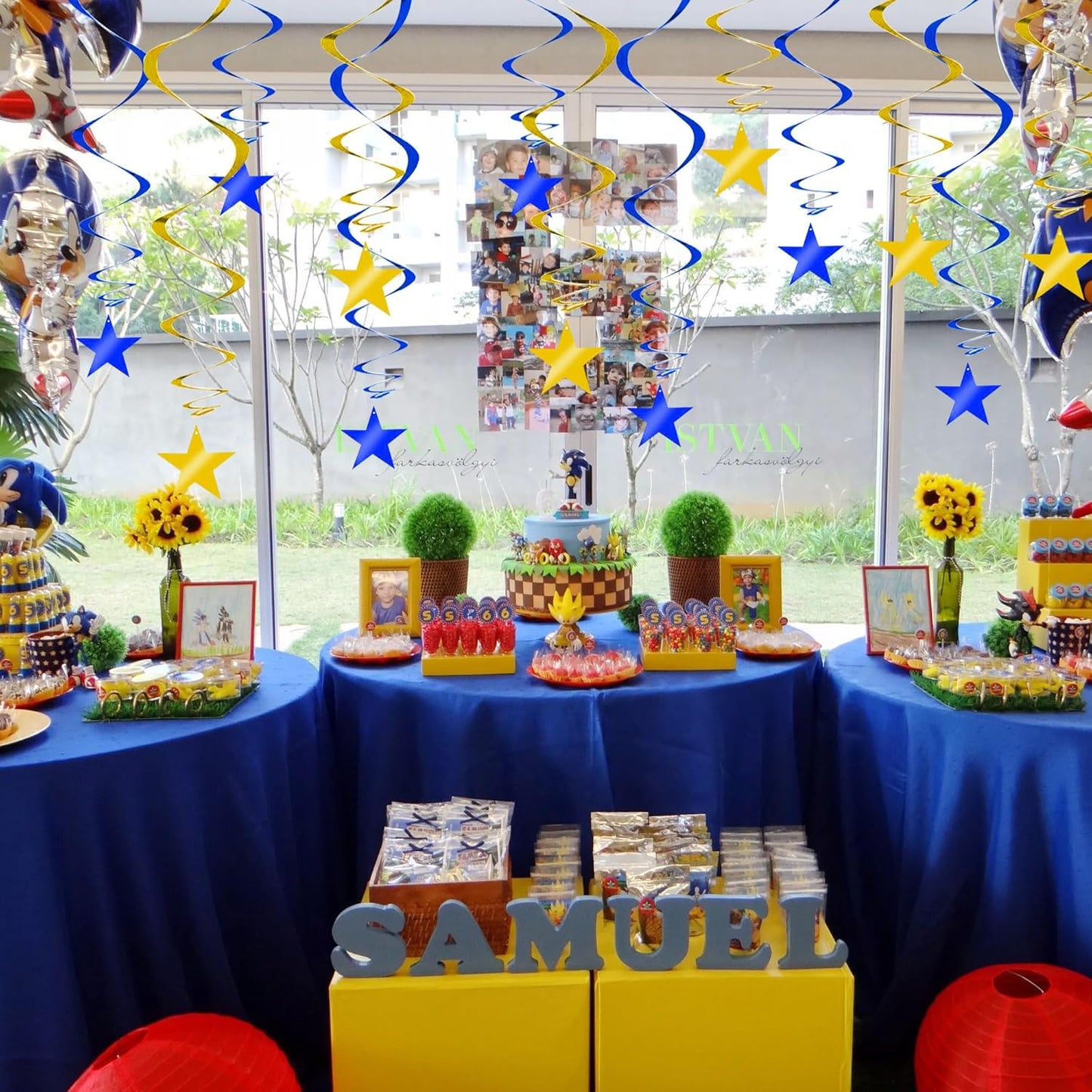 BEISHIDA Blue Gold Stars Hanging Swirls Graduation Hanging Ornament Decorations for Birthday Party Baby Shower Congrats Grade 2025 Graduation Decorations,Pack of 15