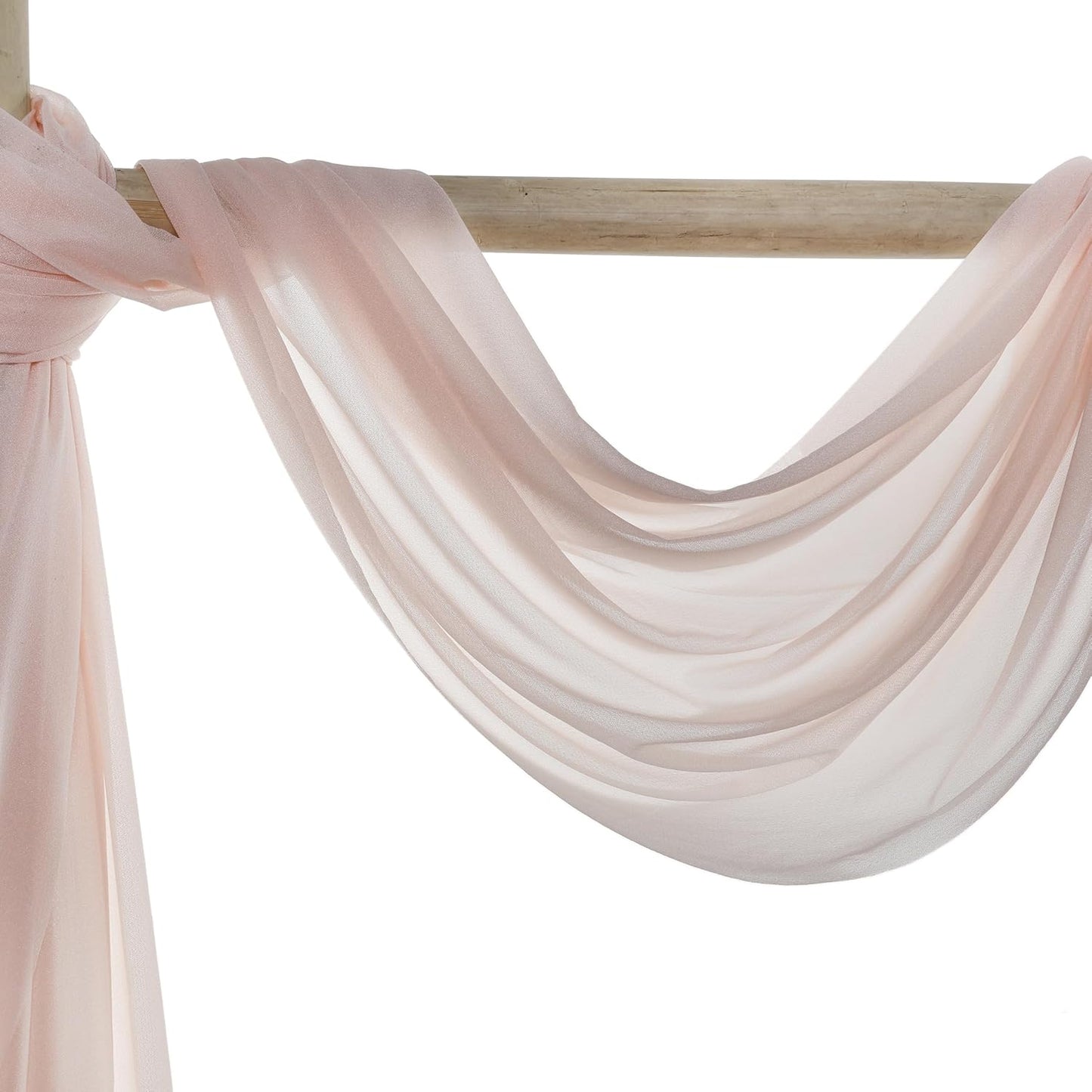 VDS Pack of 3 Panel (30 Inch X 20 Feet) Wedding Arch Draping Fabric Sheer Chiffon Fabric Drapery for Wedding Ceremony Reception Swag Backdrop Canopy Chuppah ARBO Altars Decoration (Nude)