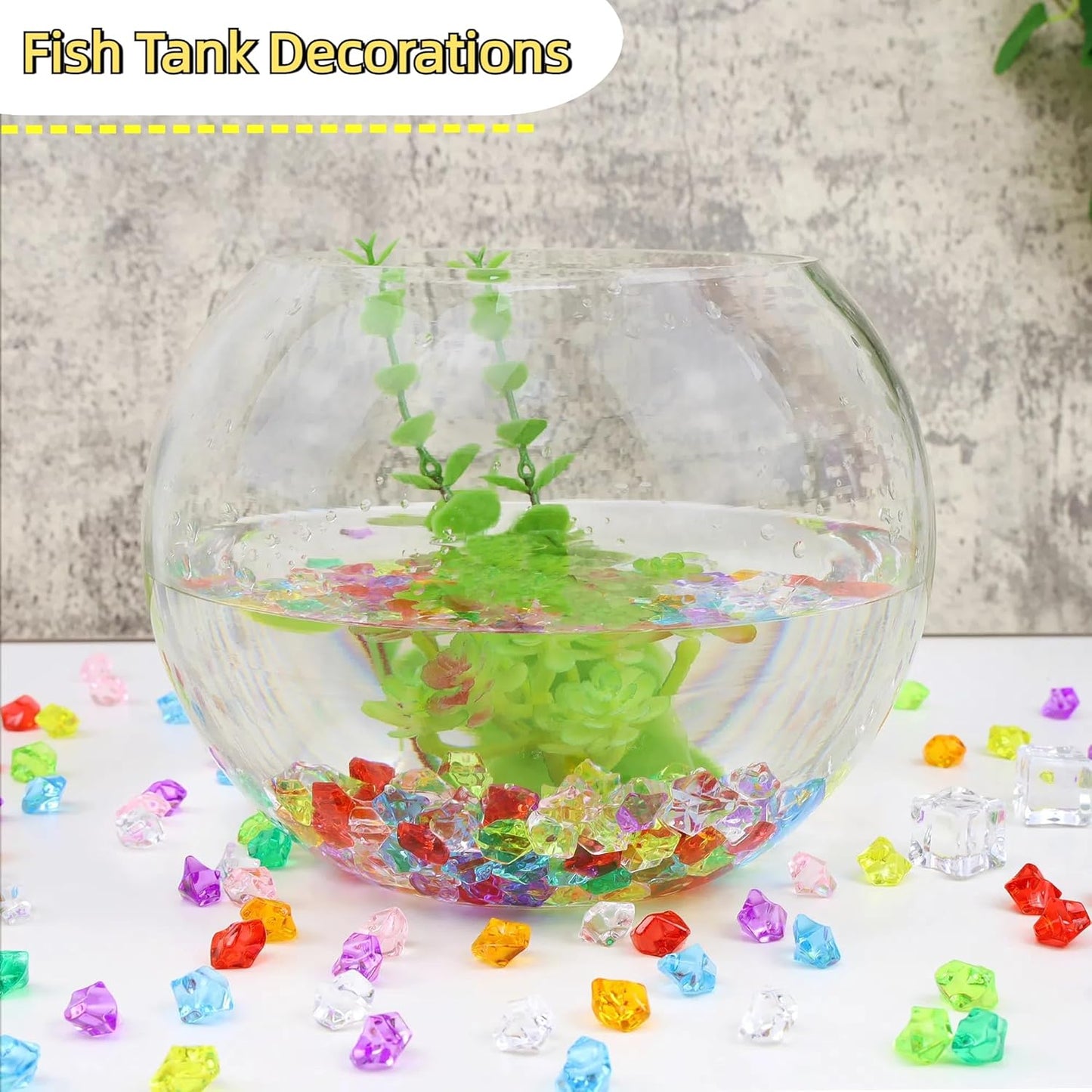 YATOJUZI 500pcs Fake Ice Cubes Christmas Vase Fillers Clear Acrylic Crushed Rocks Plastic Diamonds Gems for DIY Accessories Party Wedding Centerpiece Table Scatter Prop Display 0.5" (Only Clear)