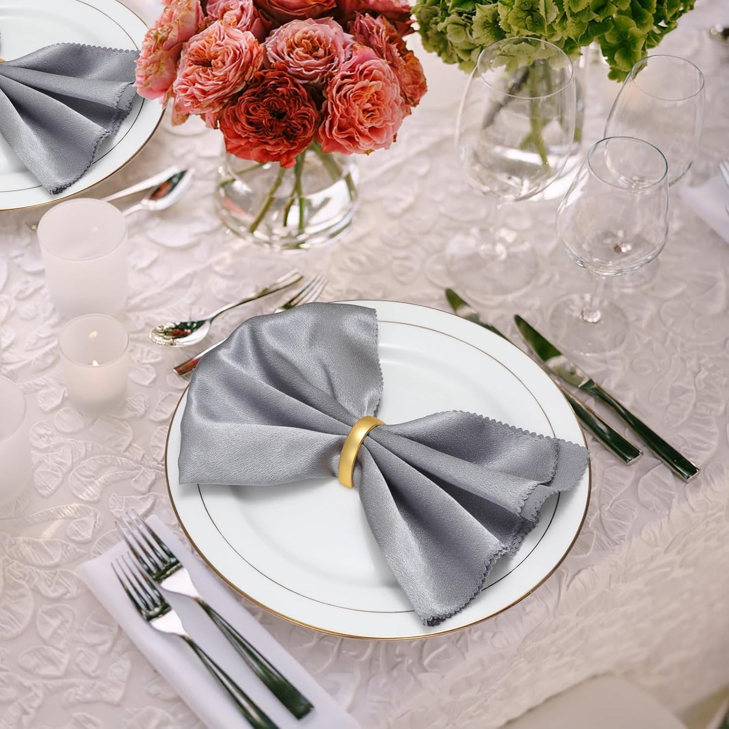 KPOSIYA Napkin Rings Set of 8, Metal Gold Napkin Rings Bulk for Table Settings, D-Shape Napkin Holders Rings for Dinner Table Decor, Easter, Fall,Thanksgiving, Christmas, Party,（Matte Gold，8 pcs）