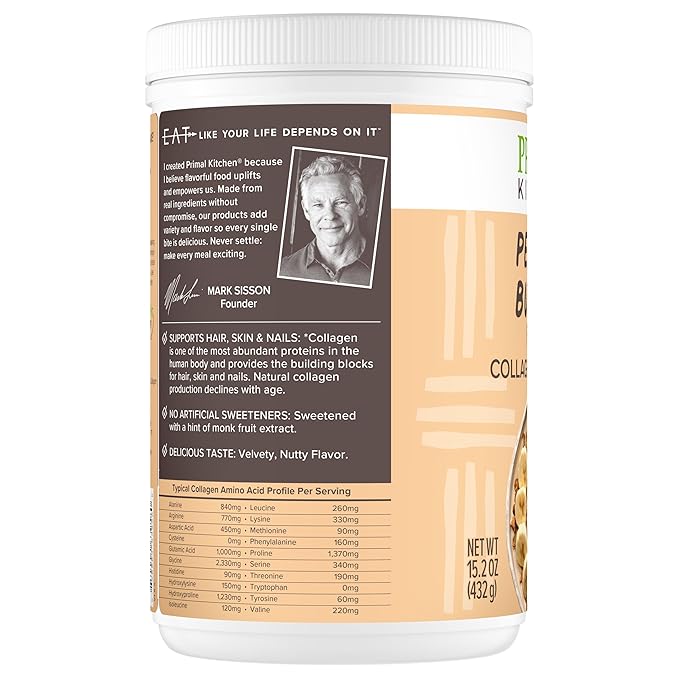 Primal Kitchen Peanut Butter Flavor Collagen Fuel® Drink Mix, Collagen Peptides, No Dairy, 14.3 Ounces