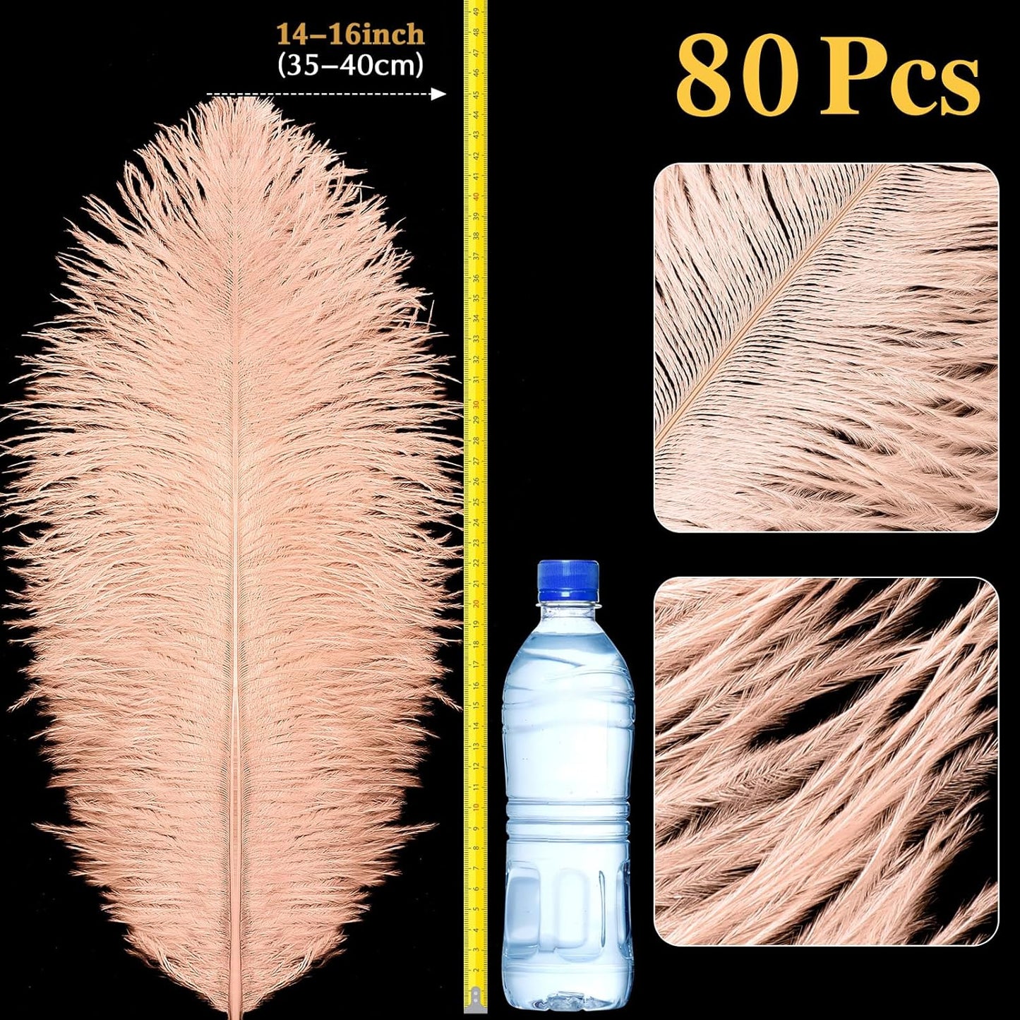 80 Pcs Large Natural Ostrich Feathers Plumes 14-16 Inch Bulk for DIY Crafts Wedding Party Centerpiece Vase