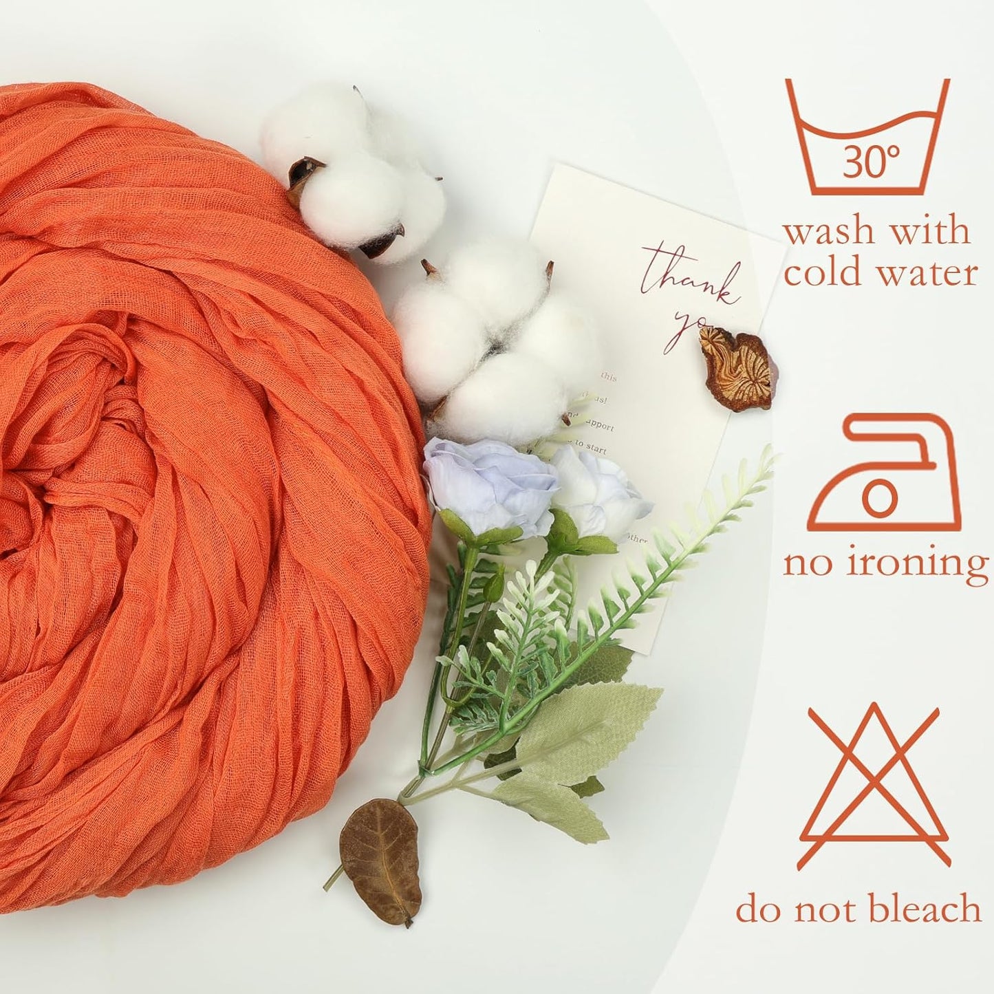 6 Pack Fall Thanksgiving Table Runner Orange 10ft Boho Gauze Fabric Cheesecloth Table Runner 35 x 120 Inch Rustic Sheer Runner for Wedding Home Décor Halloween Party Centerpiece Decorations