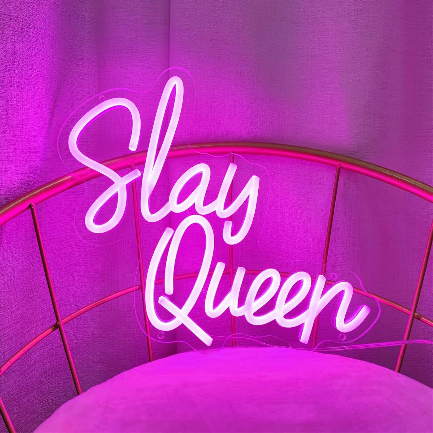 Slay Queen Neon Sign Slay Neon Signs for Wall Decor, LED Light Sign for Bedroom Preppy Girl Aesthetic Room Dorm Decor Y2k Bar Party, 12.5" x 10.7"