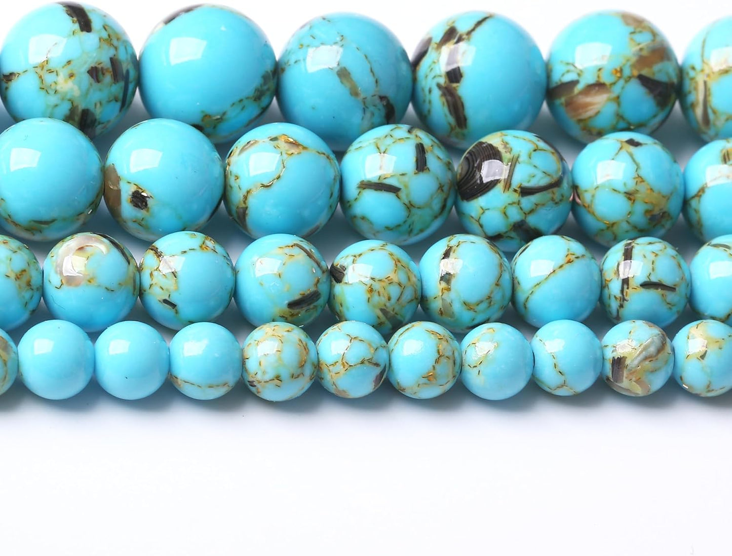 Blue Shell Turquoise Stone Beads Gemstone Round Crystal Energy Jade Beads Stone Beads for Jewelry Making DIY Bracelet Necklace Jewelry Making 1 Strand 15.5inch 45PCS 8MM