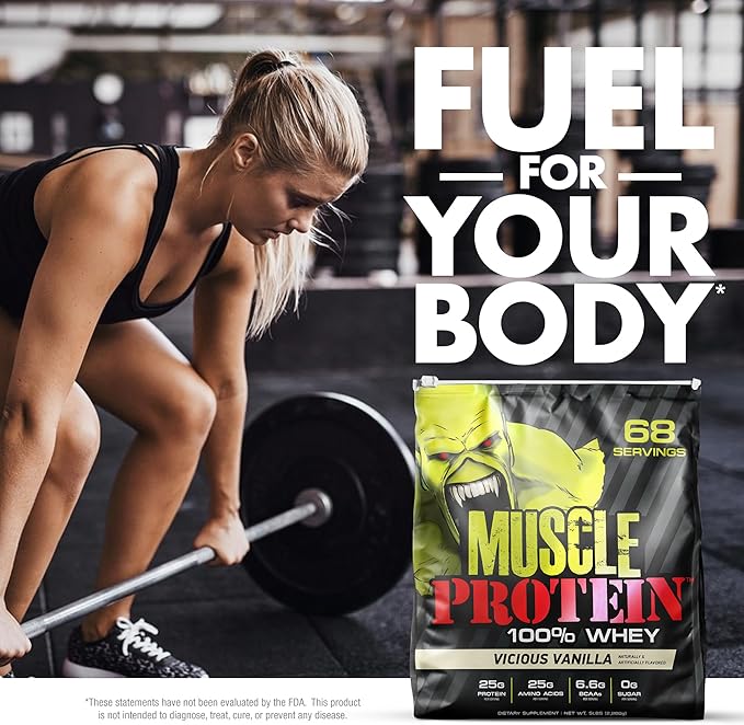 Muscle Protein Whey Powder [5 lbs/Pack of 1]– Cold Filtered, 25g Pure Protein, 6.6g BCAAs (Packaging May Vary) (5LB, Strawberry)