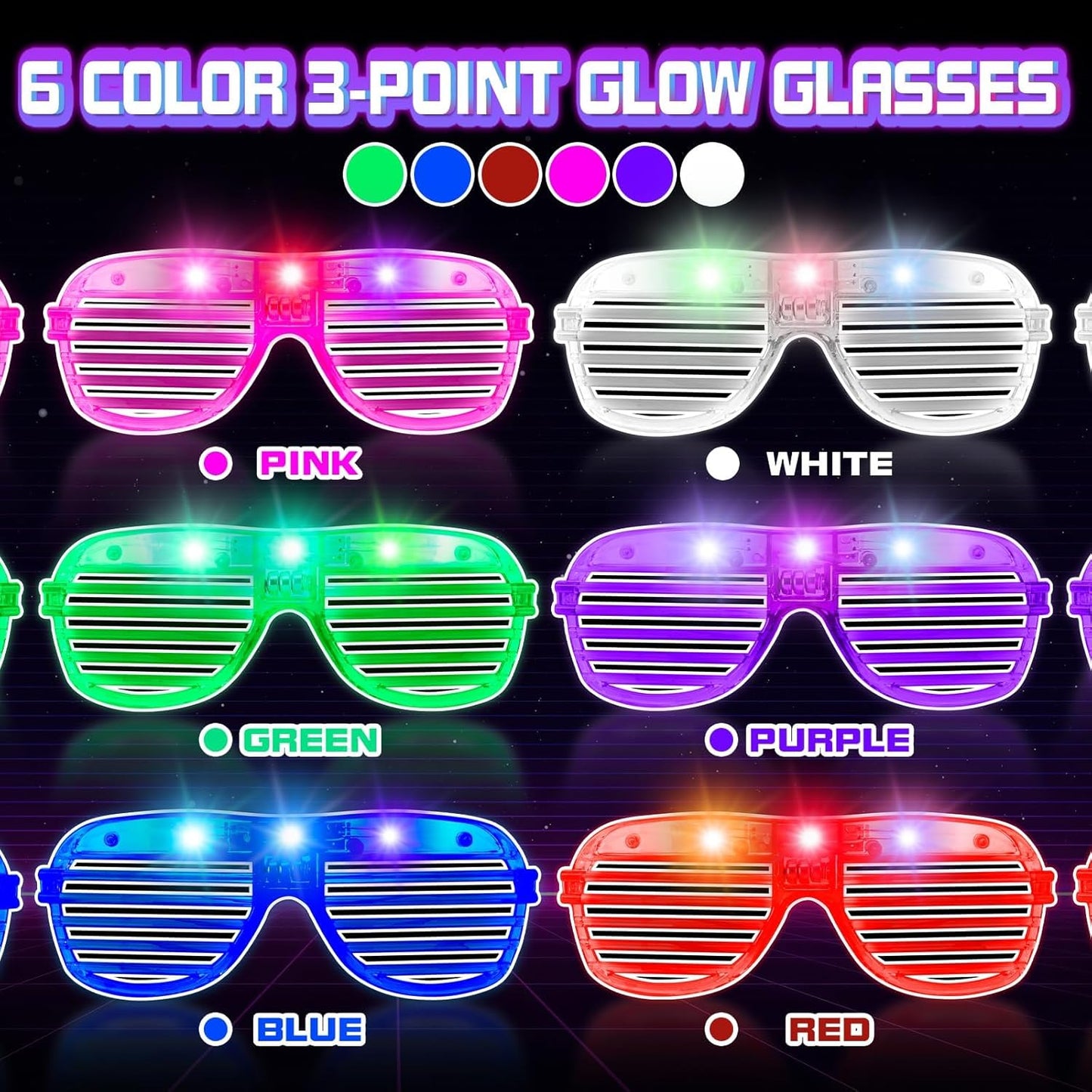 150 Pack 6 Neon Color Halloween Party Favors, Glow in The Dark Glasses for Kid Adult, LED Light Up Glasses Bulk Toy, Rave Accessories, Goodie Bag Stuffers, Wedding Gift, Birthday Party Supplies /Decor