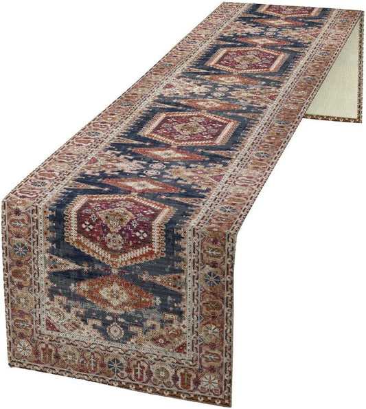 Vintage Boho Table Runner,Flower Geometric Design Rustic Farmhouse Table Runner for Home Farmhouse Kitchen Table Dining Coffee Room Garden Party Wedding Decor 13x90in