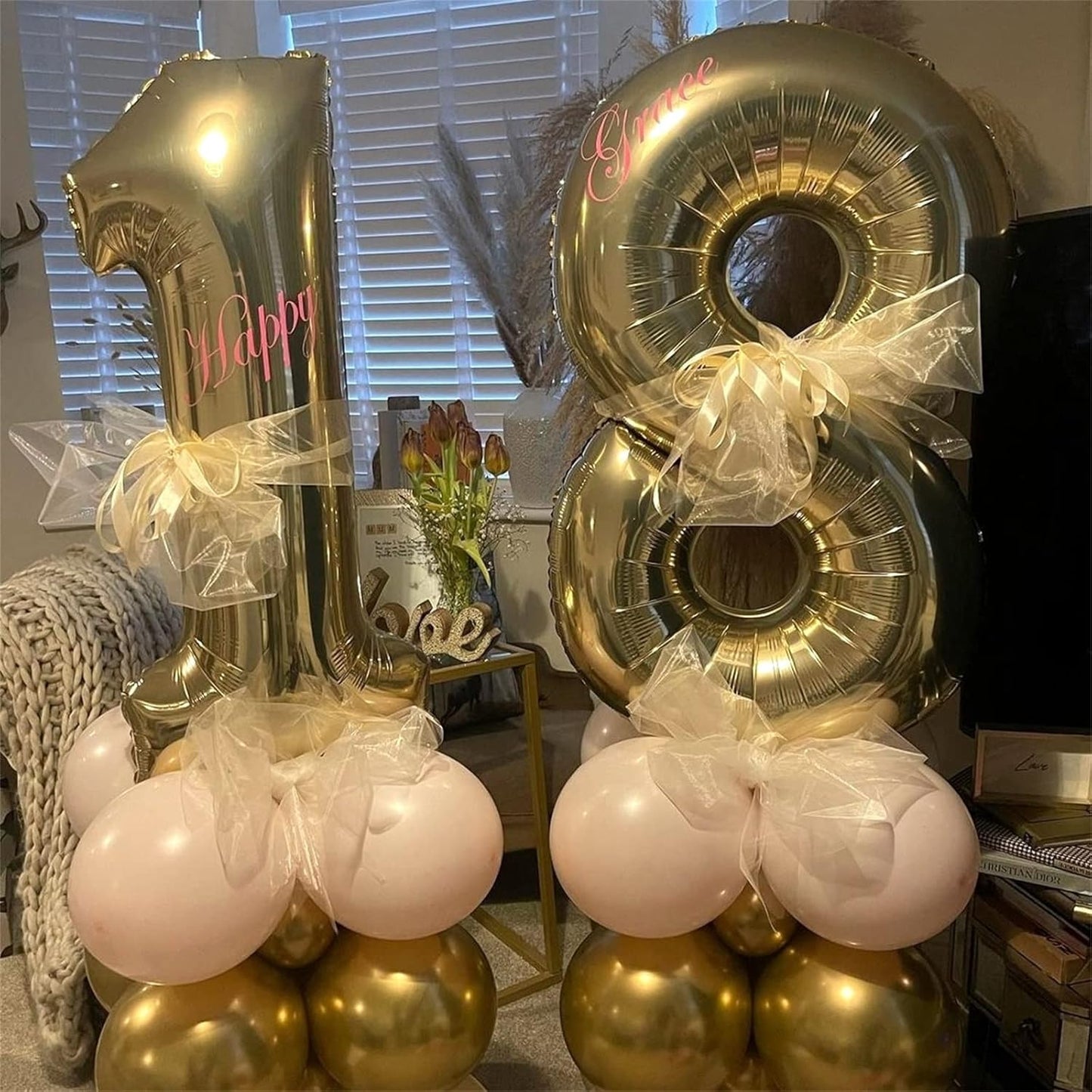 Champagne Gold Number 3 Balloons, 40 Inch Giant Light Gold Helium Foil Number 0-9 for Girls, Self Inflating 3rd Birthday Balloon for Boys Women Men Anniversary Baby Shower Party Decorations Supplies