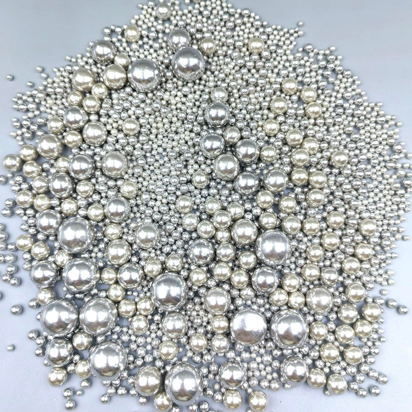 Edible Pearl Sugar Sprinkles Silver Candy Mixing Size Baking Edible Cake Decorations Cupcake Toppers Cookie Decorating Celebrations Wedding Valentines Easter Halloween Christmas Supplies 120g/ 4.23oz