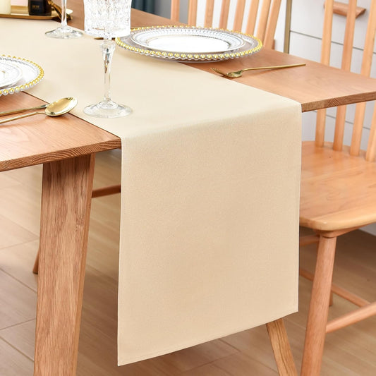 Farmhouse Beige Table Runner Dining Table Runners 48 Inches Long Coffee Table Runner for Dresser Living Room Bedroom Holiday Party Banquet 12X48 Inch
