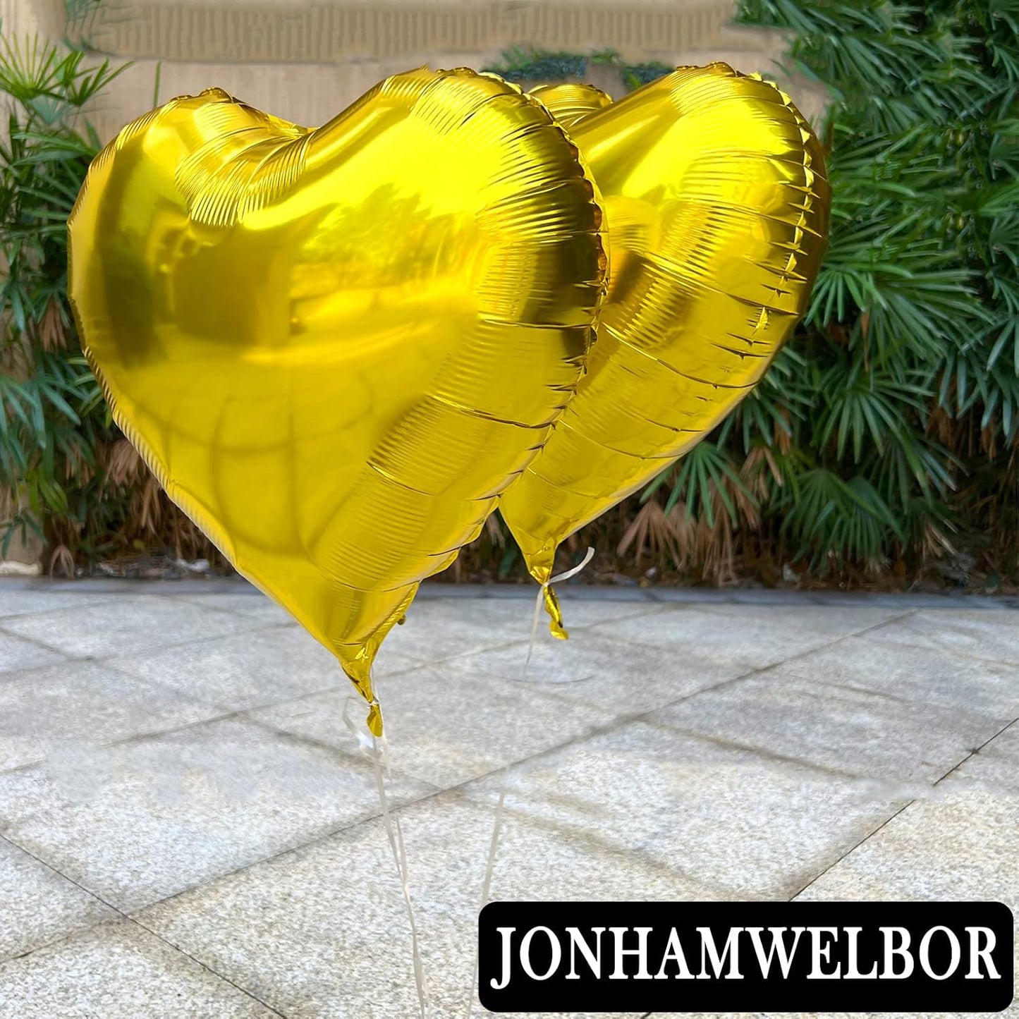 Jonhamwelbor 20Pcs 18 inch Gold Foil Mylar Heart Shape Balloons Decorations Valentines Birthday Wedding Baby Shower Party (Gold)