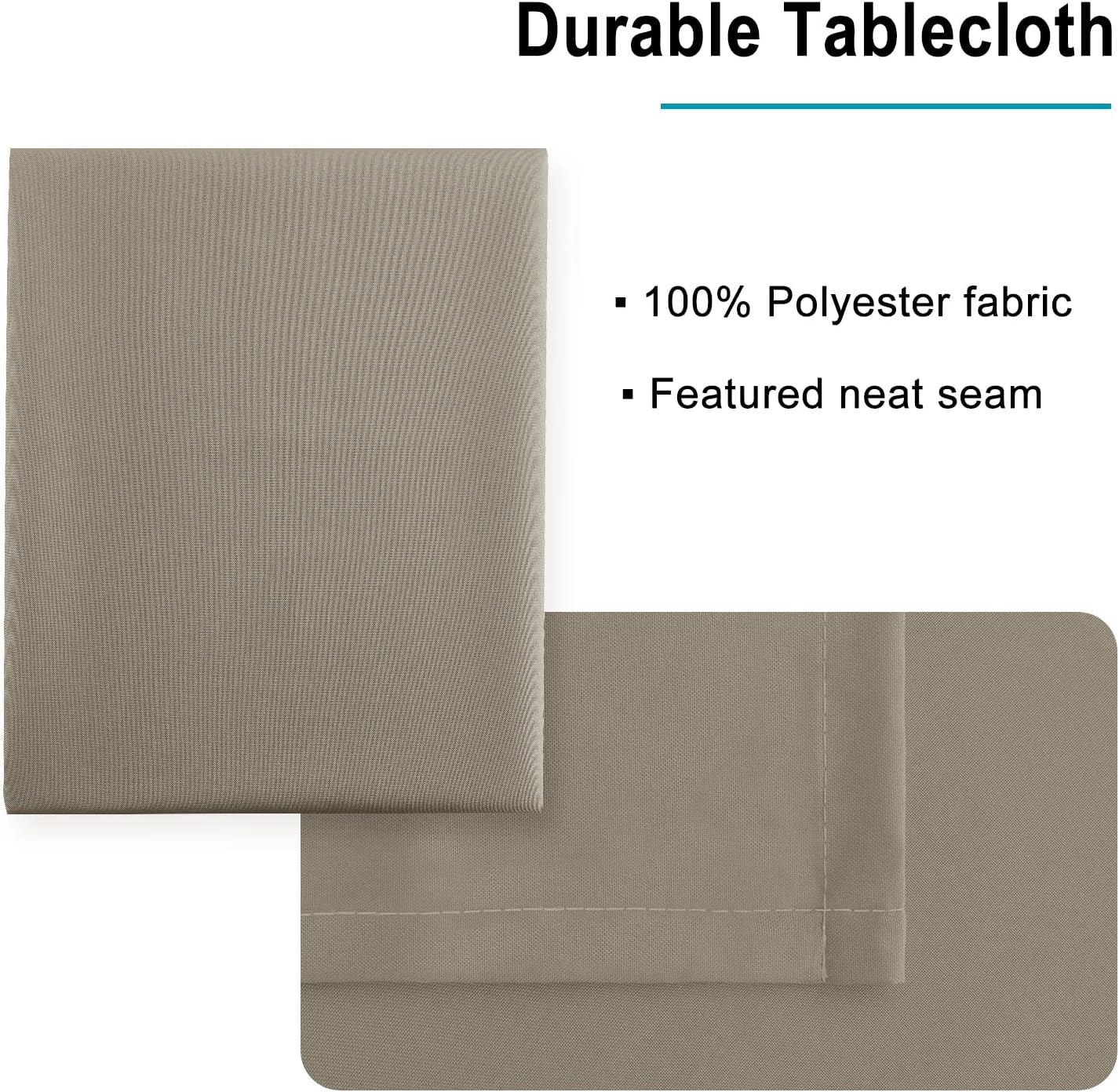 Hiasan Taupe Rectangle Tablecloth - Waterproof and Spillproof Washable Fabric Table Cloth for Dining Room Kitchen Party and Outdoor, 60 x 84 Inch