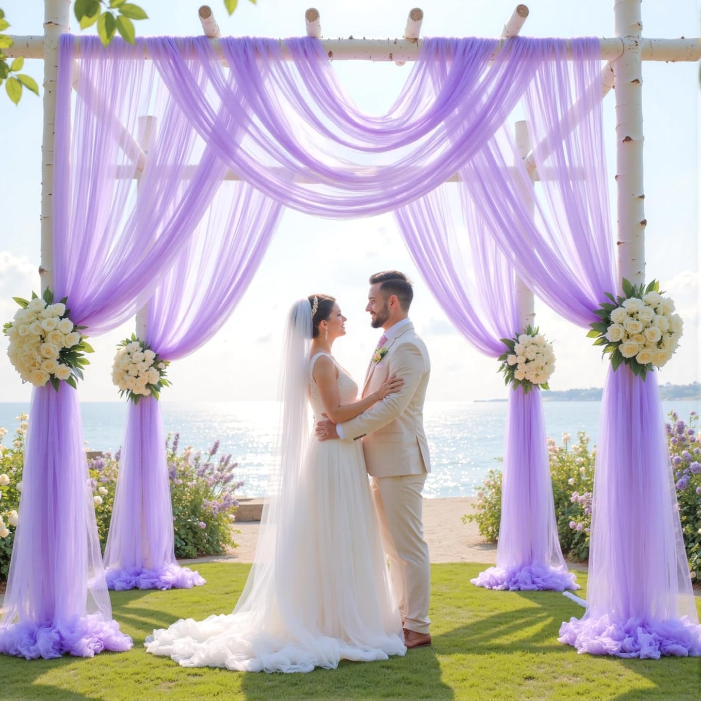 Wedding Arch Draping Fabric Backdrop 1 Panel 60" x 26Ft Purple Arch Drapes Curtains for Wedding Reception Sheer Tulle Backdrop Curtain for Ceremony Birthday Party Baby Shower Arbor Ceiling Decorations