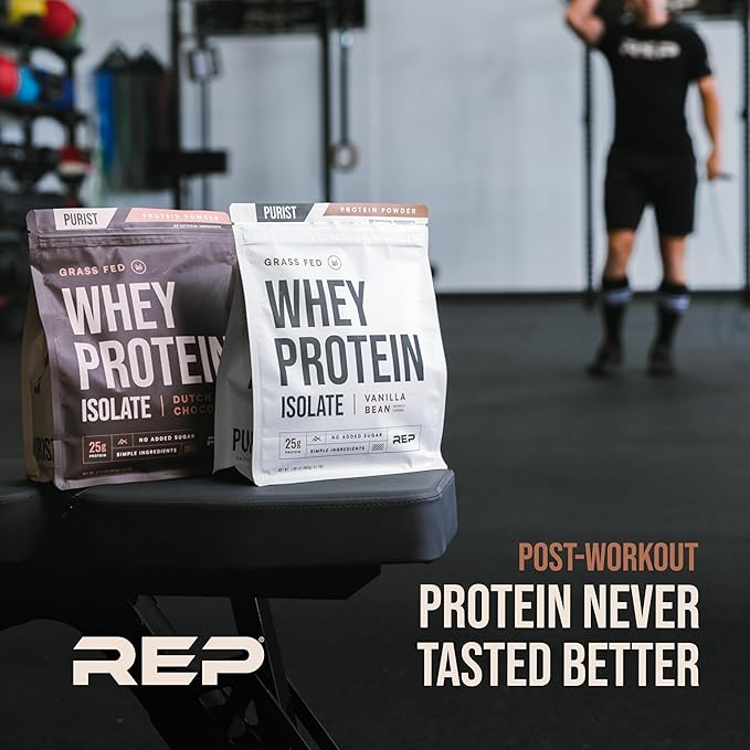 REP Purist Whey Protein Powder, Premium Chocolate Grassfed Isolate, Post-Workout Recovery, Keto Friendly, Clean Nutrition Meal Replacement, Promotes Lean Muscle, Sugar and Gluten-Free Women Men, 2 Lb