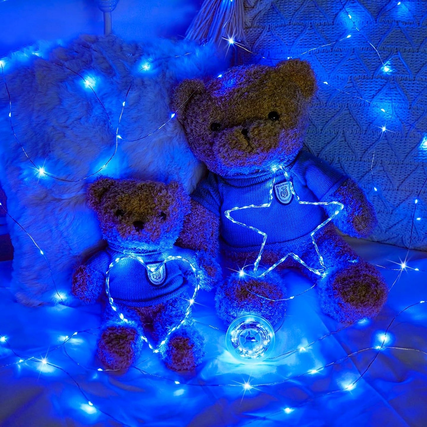 24 Pack LED Fairy Lights Battery Operated 7Ft 20Led Mini String Lights Waterproof Christmas for Mason Jars Bedroom DIY Party Wedding Christmas Decor Blue