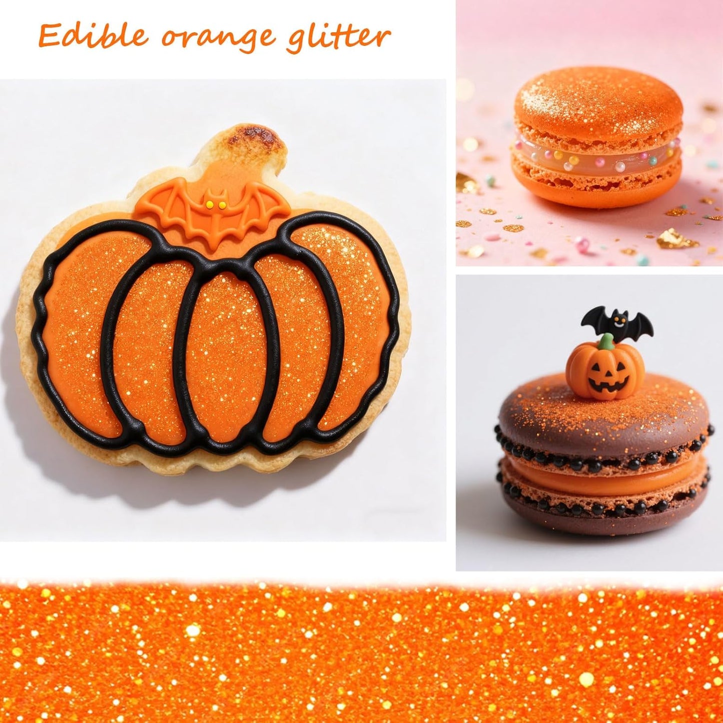 Orange Edible Glitter Glimmer Powder for Cakes Drinks - Colaele 5 grams Food Grade Luster Dust Metallic Food Decorating Sprinkle Disco Brew Dust for Cake Decorations Wine Beverage Candy Dessert, Vegan