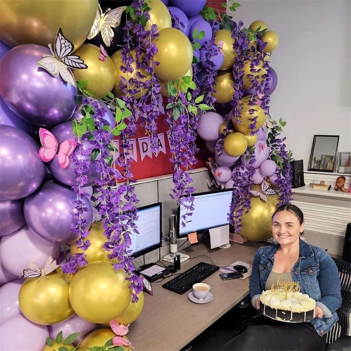 Pastel Purple Gold Balloons Set, 60Pcs 12 Inch Light Macaron Metallic Dark Purple Lavender Balloon with Gold Confetti Latex Balloons for Graduation Birthday Wedding Baby Bridal Shower Party Decoration