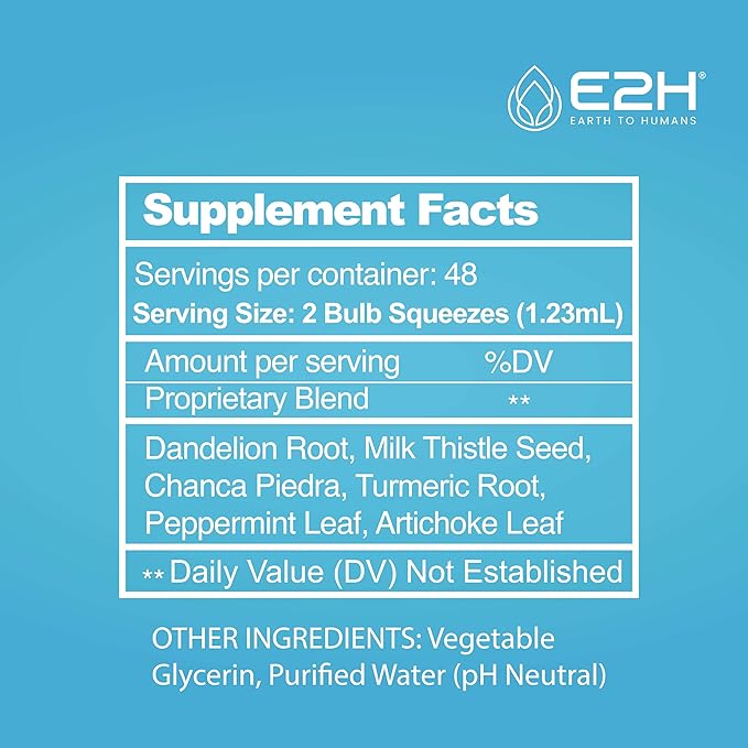E2H Liver Support Supplement with Milk Thistle - Liver Health Formula - Artichoke Extract, Dandelion Root, Chanca Piedra, and More - Absorbent Liquid Formula (2 Bottles)