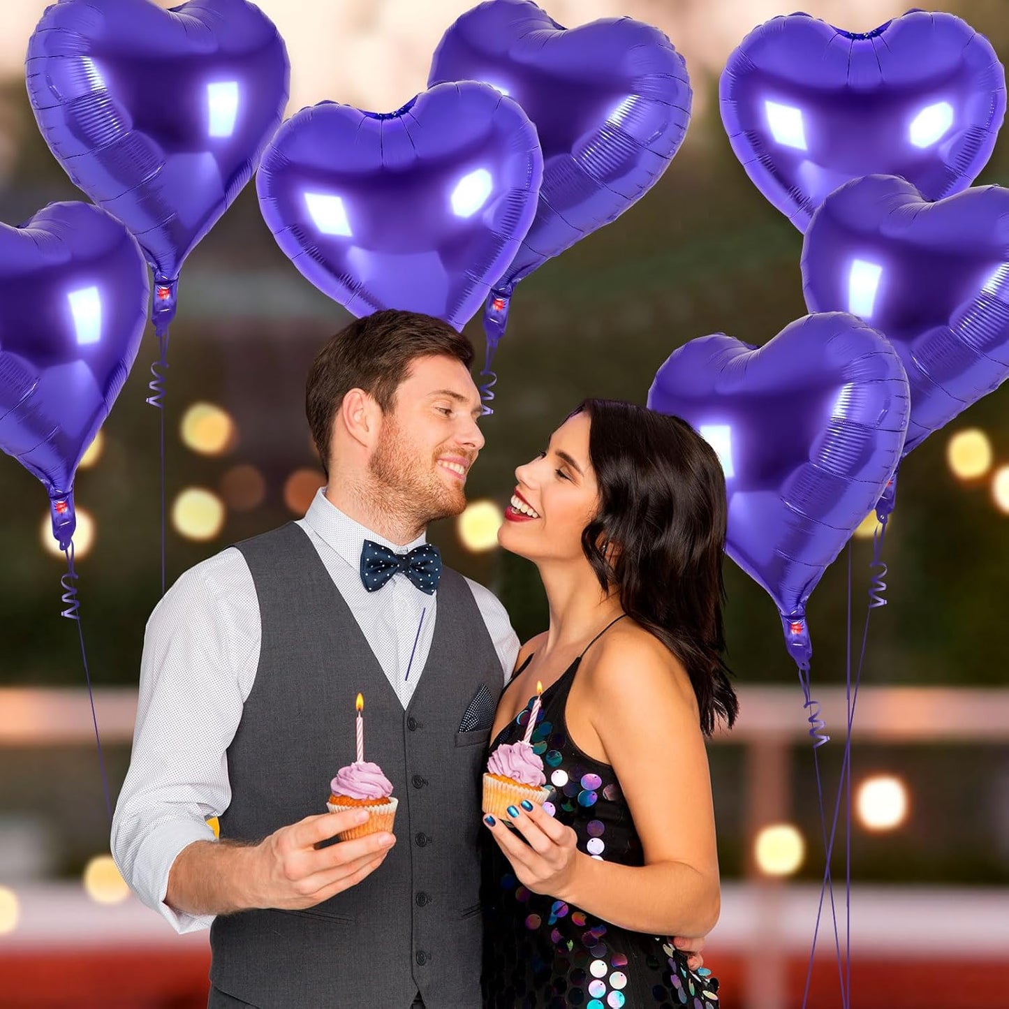 24 Pcs Purple Heart Balloons,18 inch Heart Shape Foil Balloons Love Balloons Valentine Balloons for Birthday Party Wedding Engagement Party Baby Shower Valentine Day Decorations (Purple)