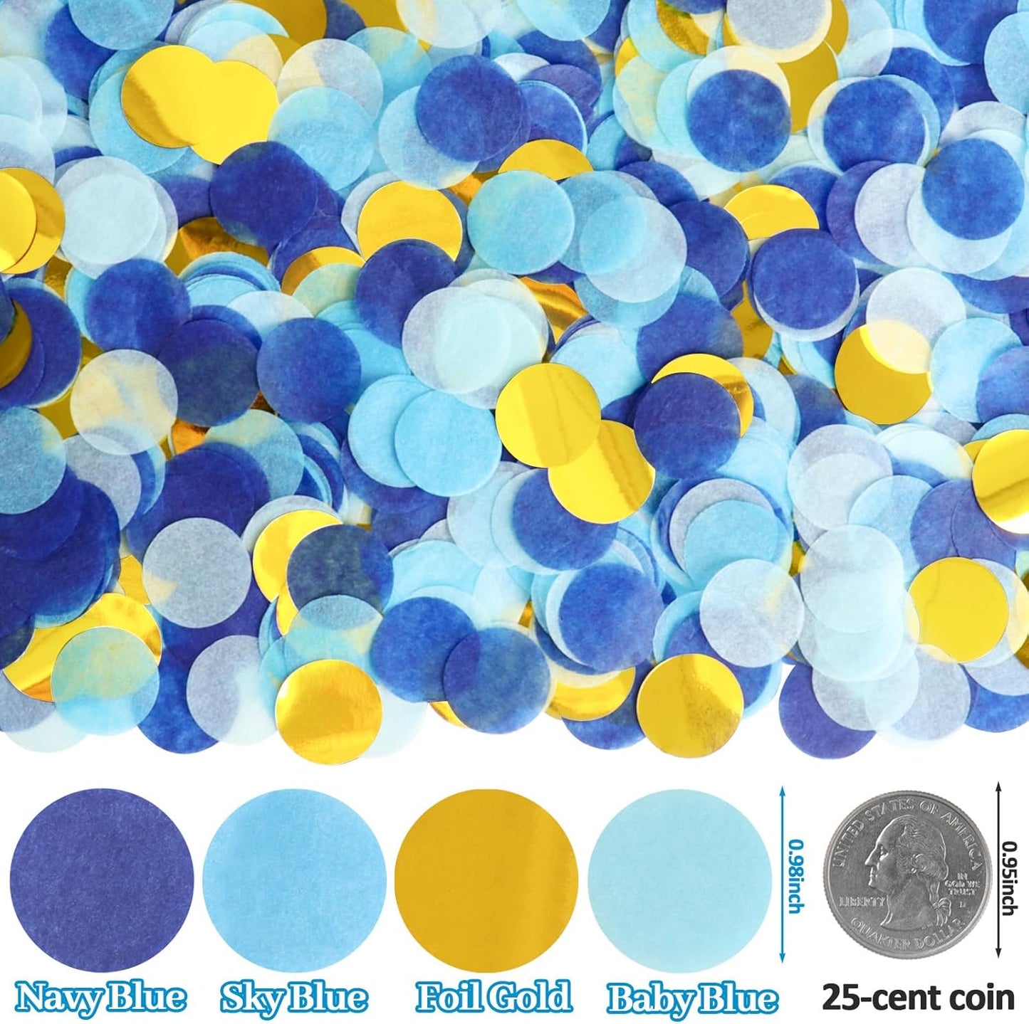 RYKOMO 10000 Pieces 1 Inch Round Tissue Paper 3.5oz Table Confetti Dots Blue Round Tissue Confetti for Craft DIY Scrapbooking Birthday Party Festival
