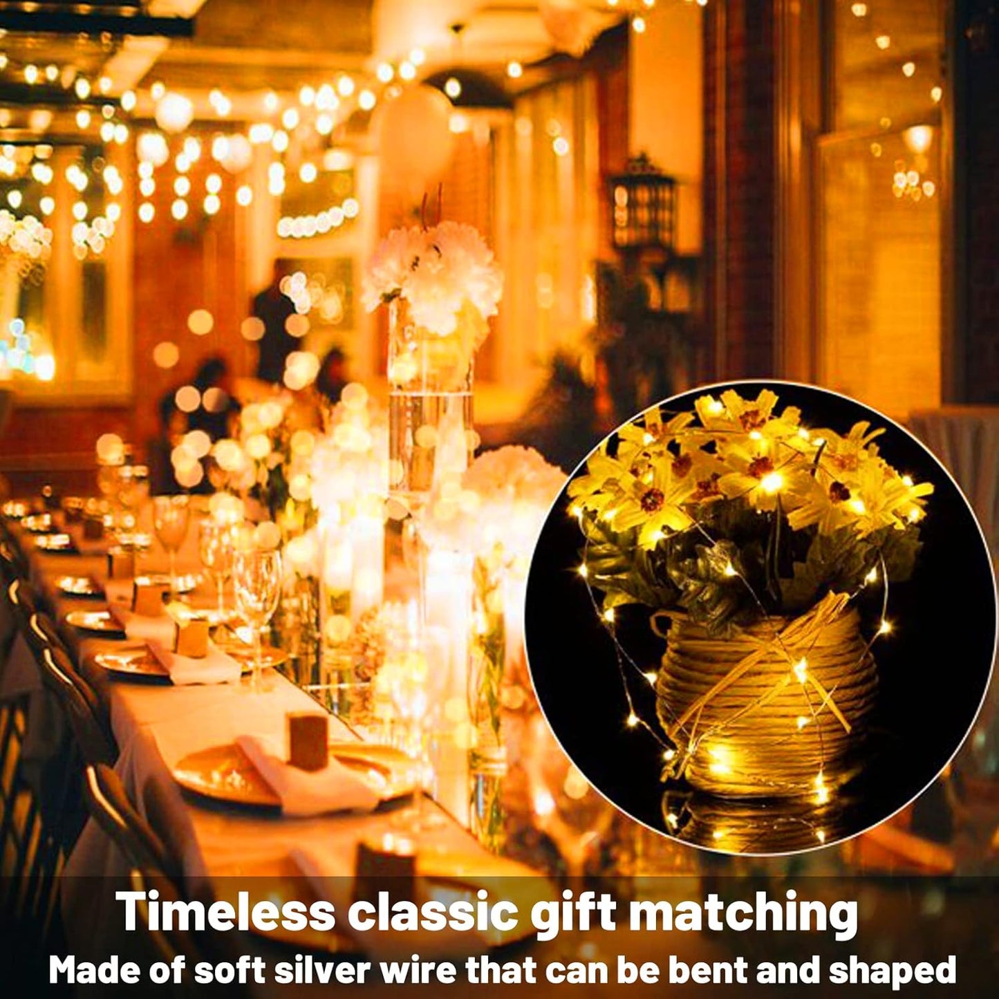 16 Pack 30 Led Fairy Lights Battery Operated String Lights 10 Feet Waterproof Twinkle Lights Mason Jar Lights Silver Wire Firefly Lights for Christmas Party Wedding Patio Warm White