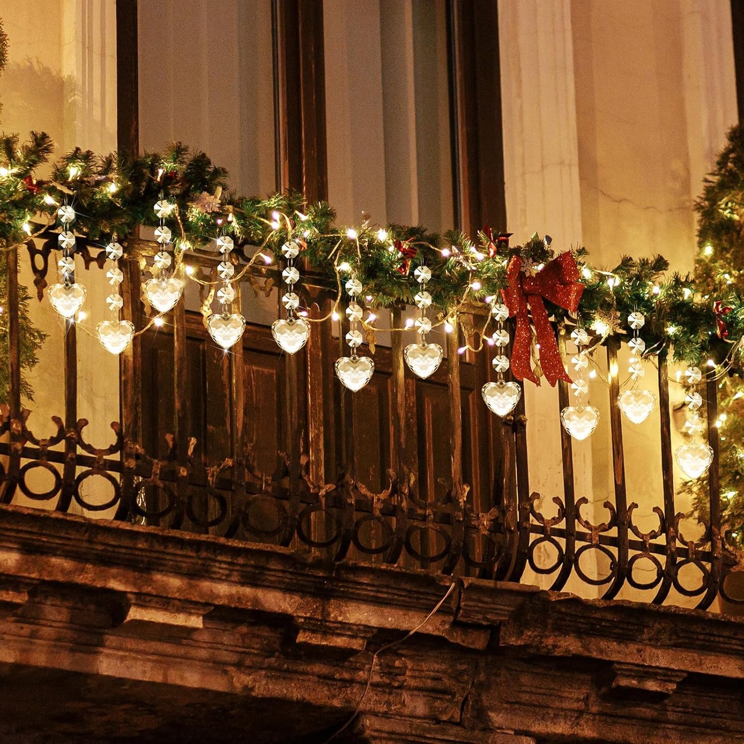 Nuenen 100 Pcs Hanging Crystals for Centerpieces Acrylic Chandelier Garland Beads Strands Prism Decorations Clear Teardrop Chandelier Crystals Pendant Wedding Home Garden Outdoor Ornaments(Heart)