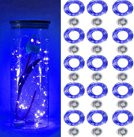 Twinkle Fairy Lights Battery Powered 3 Modes with Timer Firefly Lights 20 LED on 7.2feet Silvery Copper Wire for DIY Wedding Party Christmas Halloween Centerpiece Decorations 15 Pack (Blue)